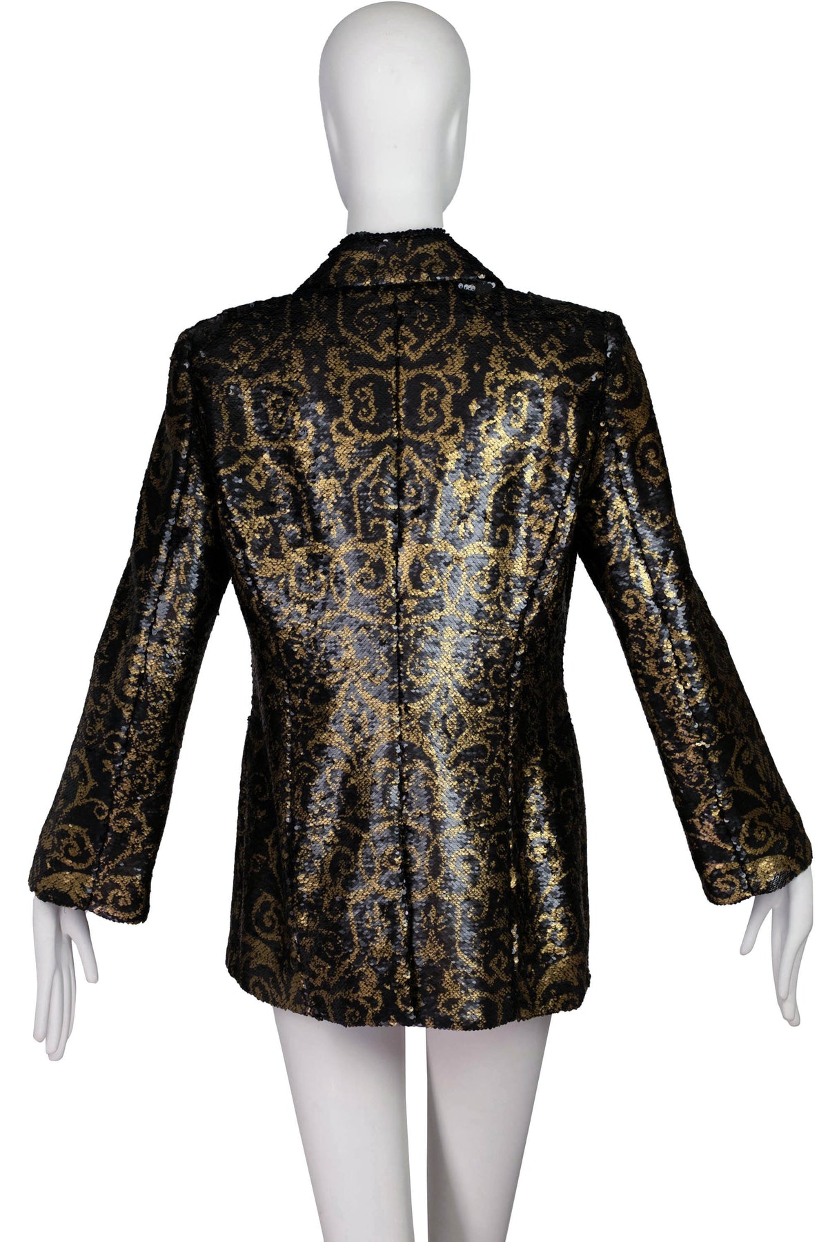 Roberto Cavalli Bronze and Black Sequins Hook Front Jacket Size 44/8