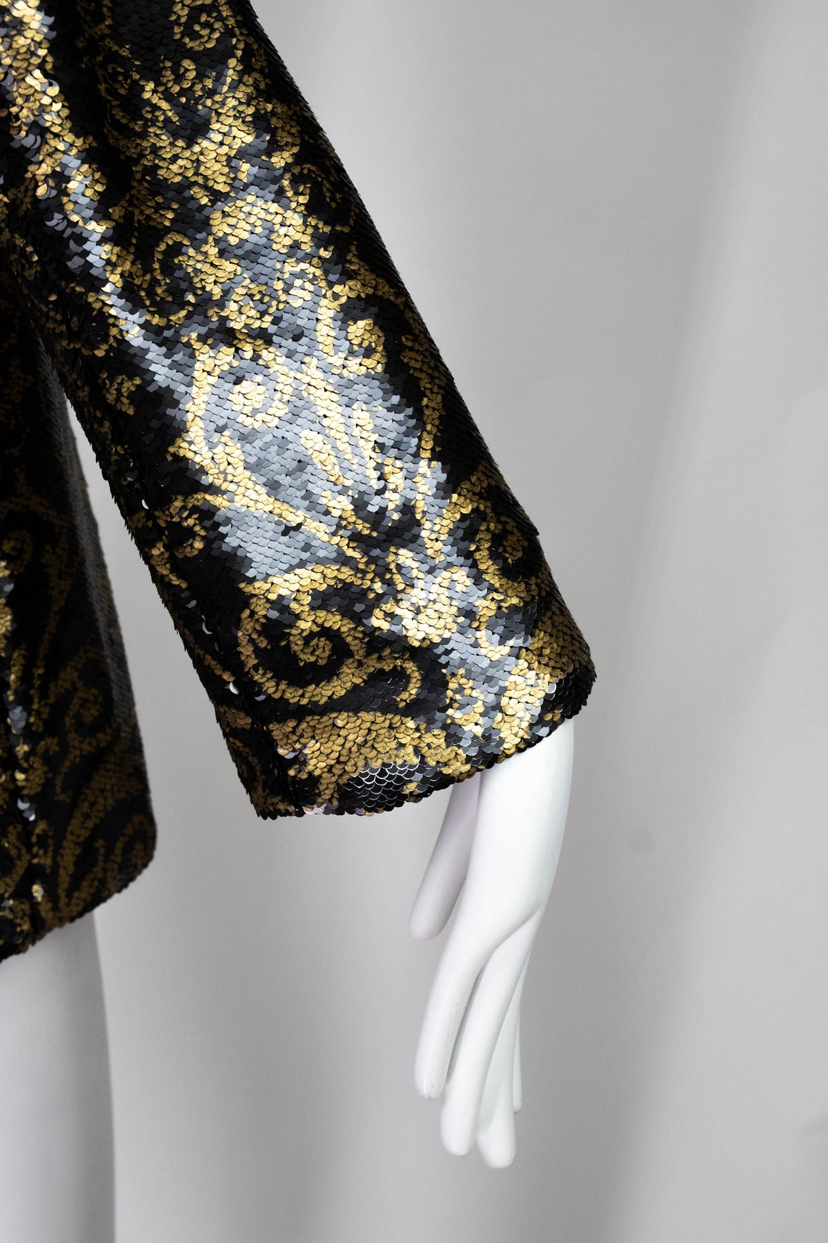 Roberto Cavalli Bronze and Black Sequins Hook Front Jacket Size 44/8