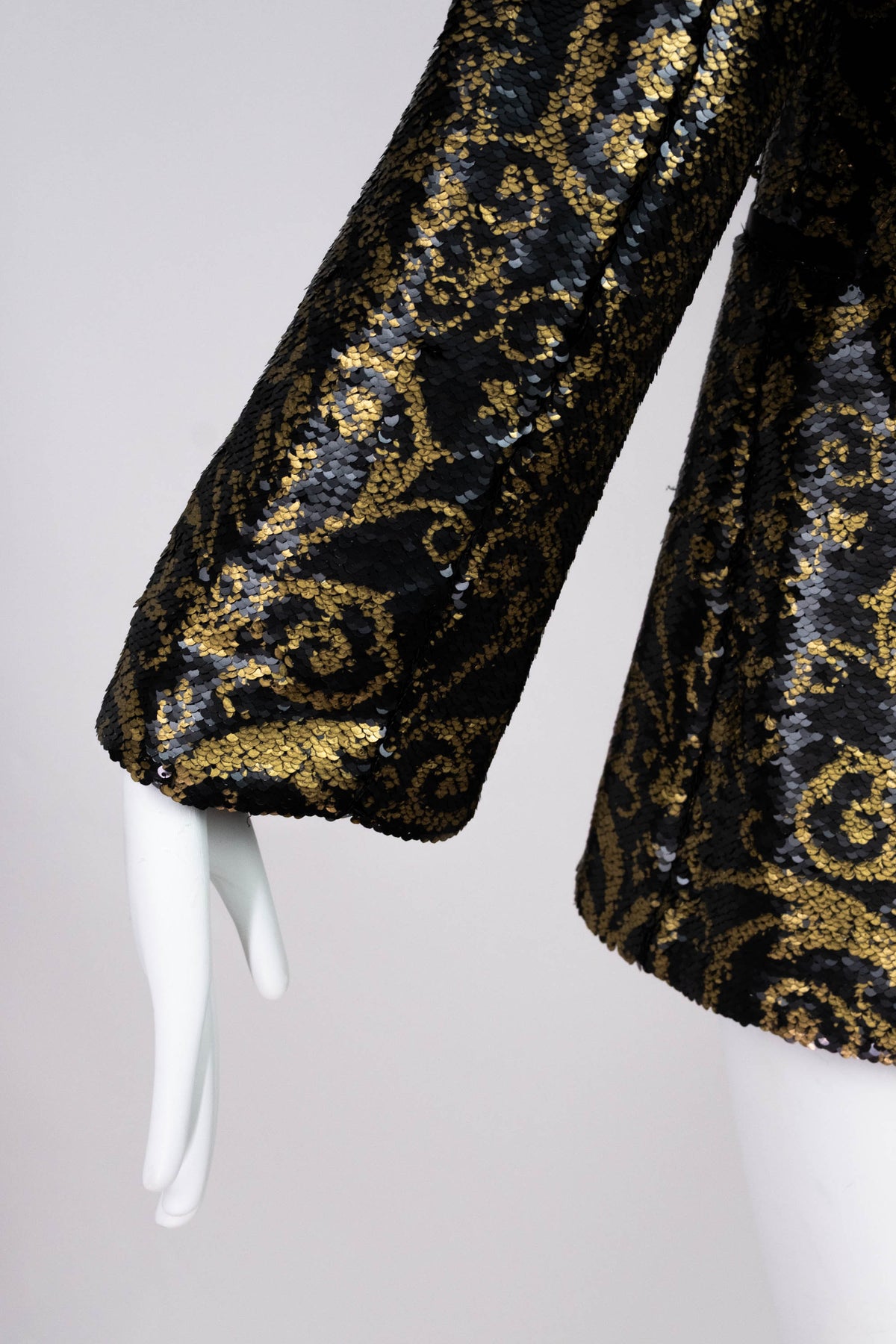 Roberto Cavalli Bronze and Black Sequins Hook Front Jacket Size 44/8