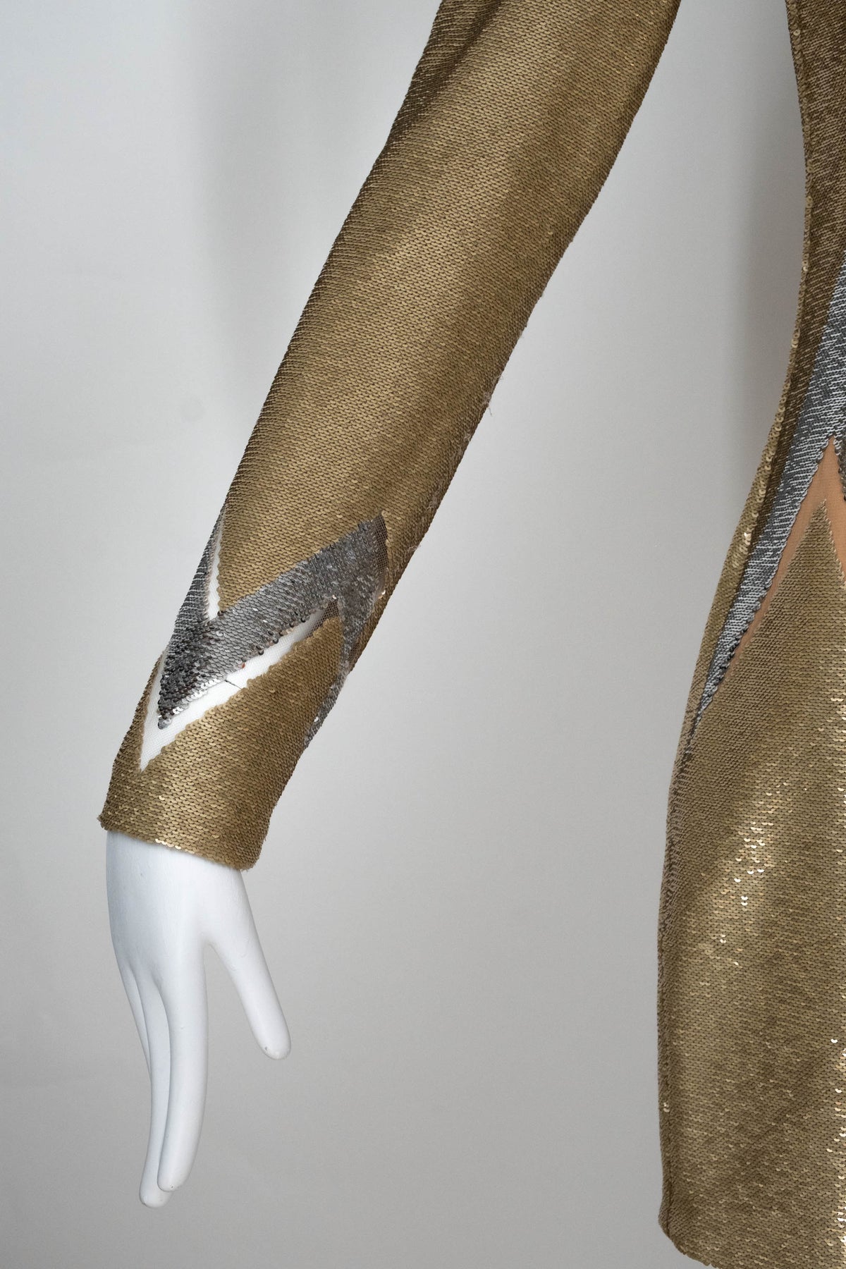 Emilio Pucci Gold Lightening Bolt Sequin Dress Size Small