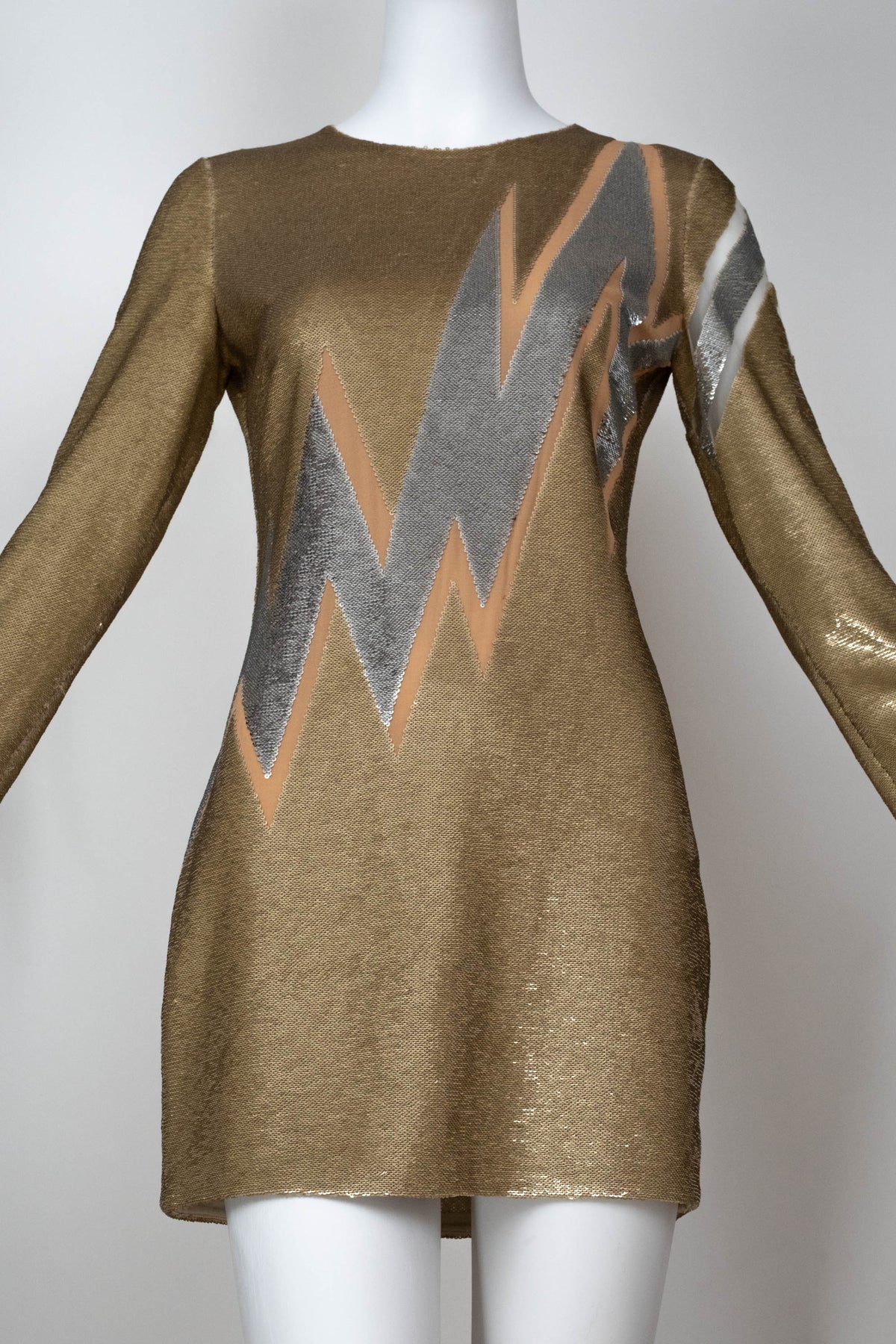 Emilio Pucci Gold Lightening Bolt Sequin Dress Size Small