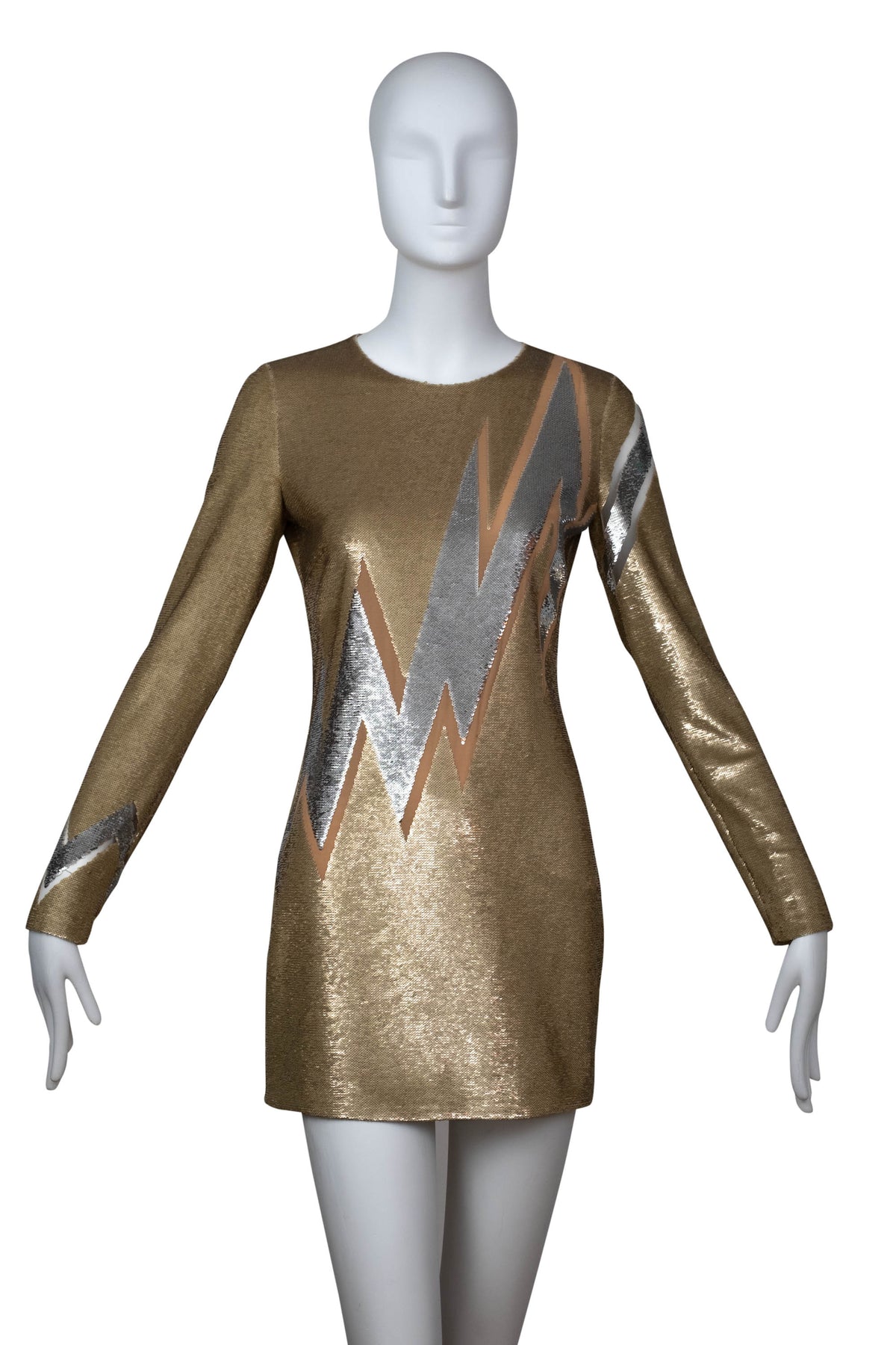 Emilio Pucci Gold Lightening Bolt Sequin Dress Size Small