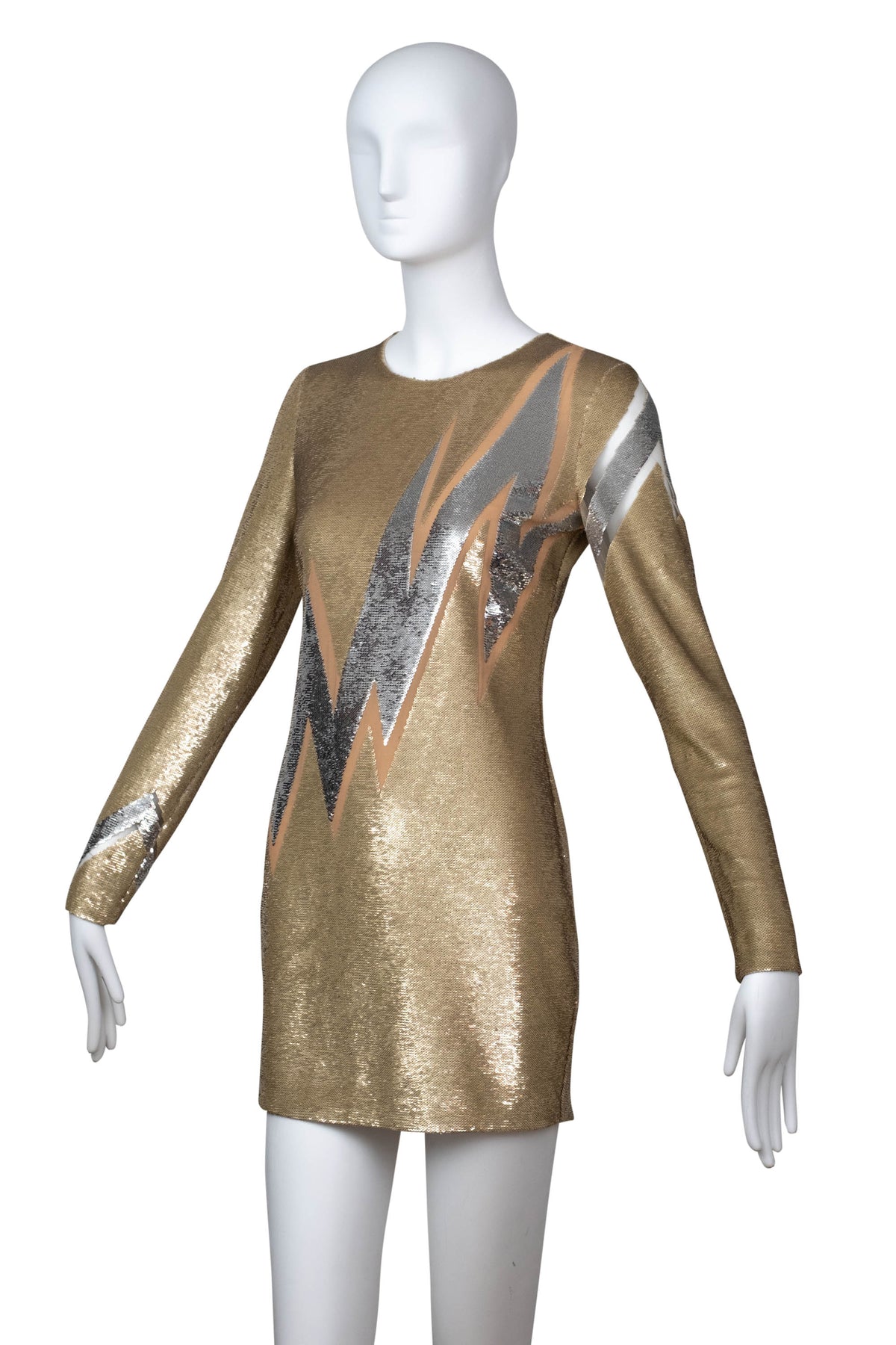 Emilio Pucci Gold Lightening Bolt Sequin Dress Size Small