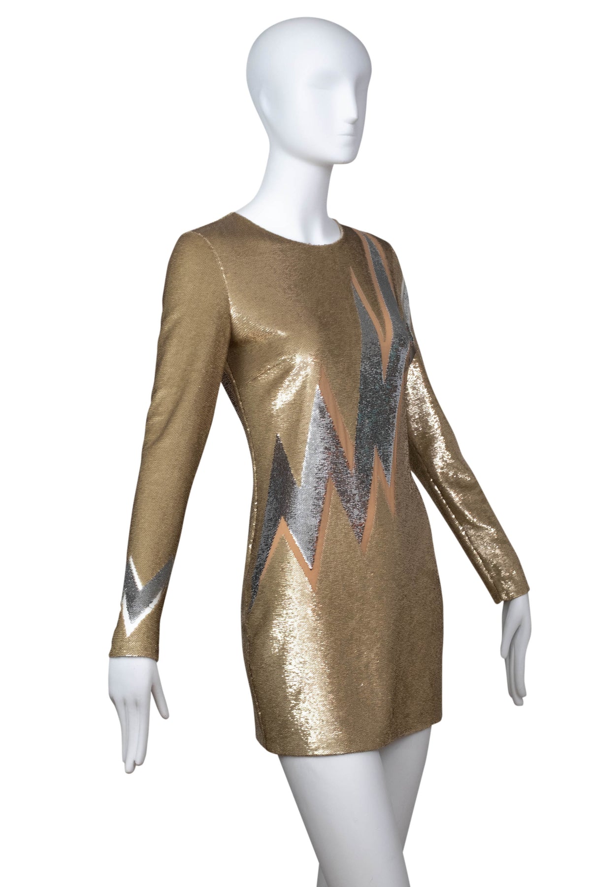 Emilio Pucci Gold Lightening Bolt Sequin Dress Size Small