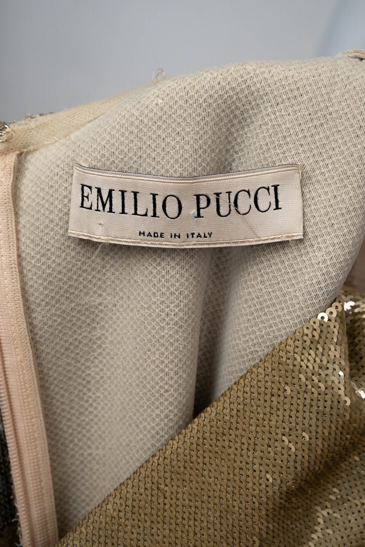 Emilio Pucci Gold Lightening Bolt Sequin Dress Size Small