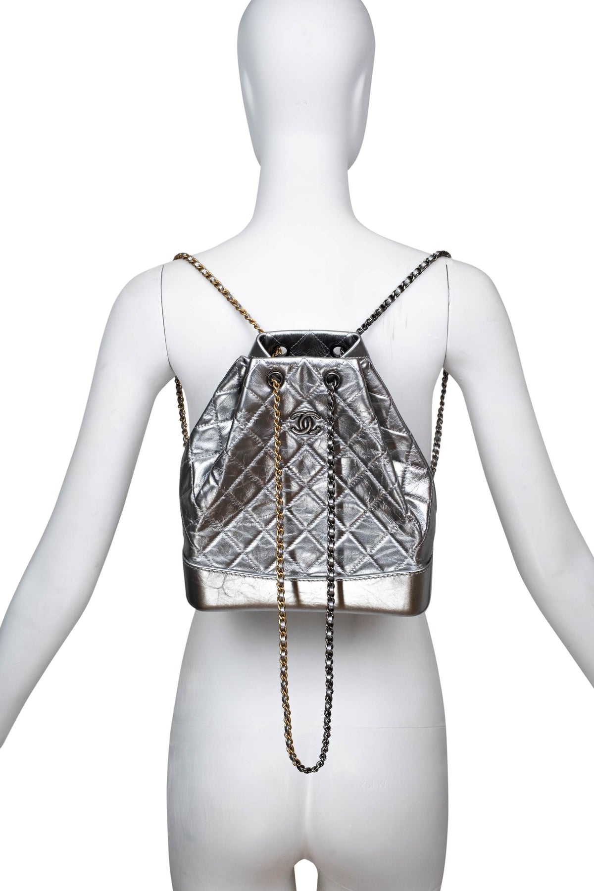Chanel Silver Gabrielle Backpack Multitone Chain