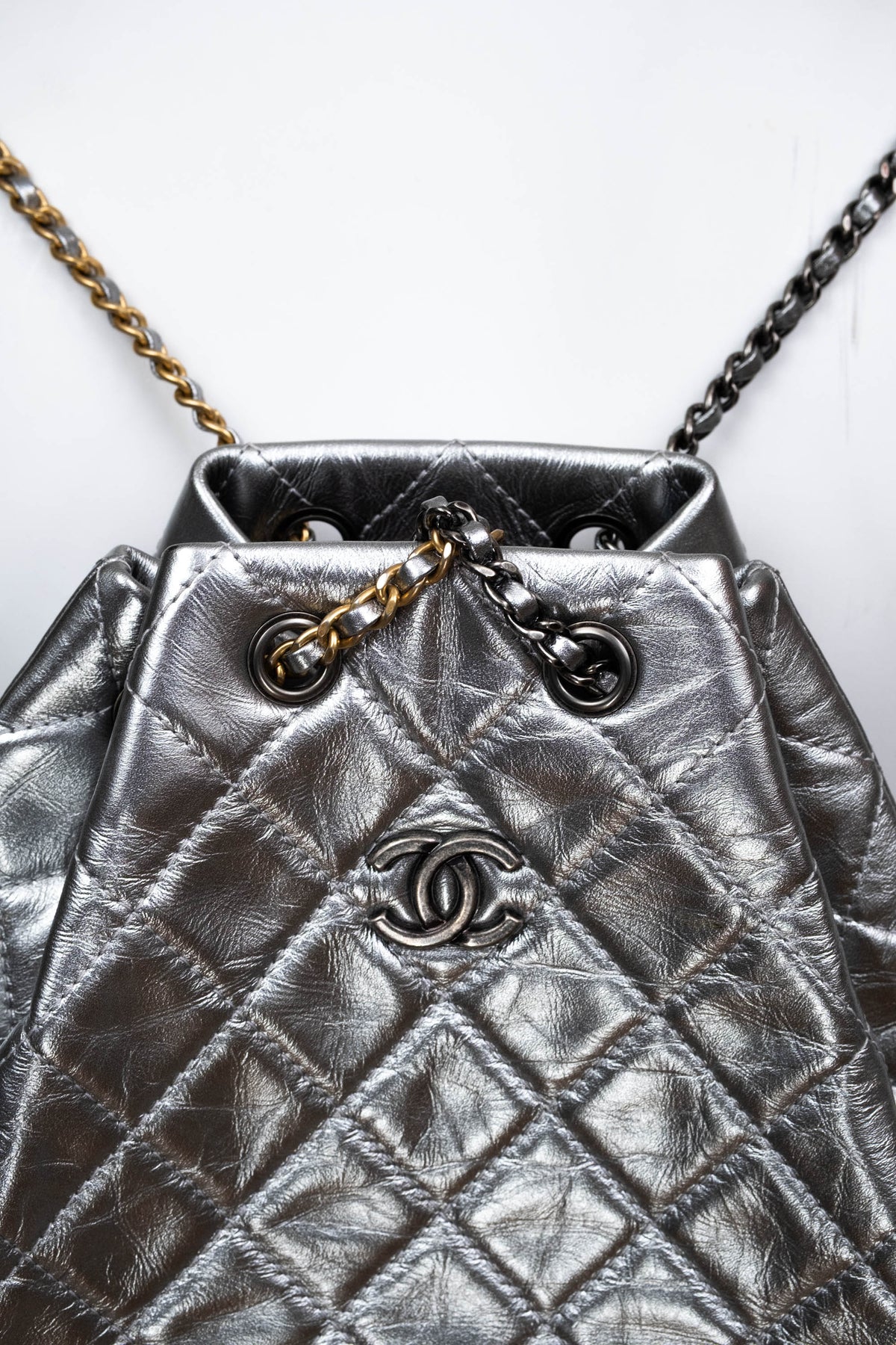 Chanel Silver Gabrielle Backpack Multitone Chain