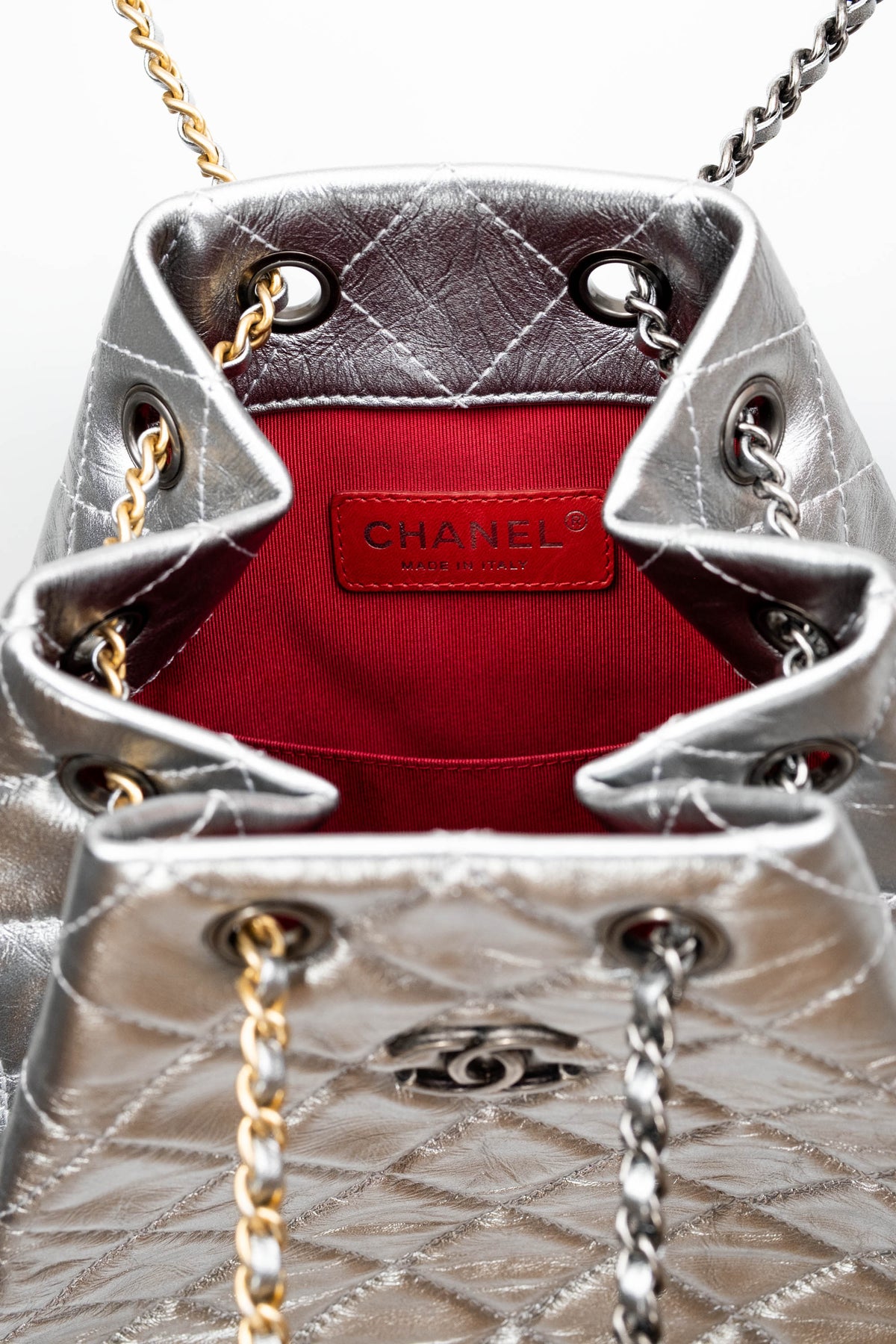 Chanel Silver Gabrielle Backpack Multitone Chain