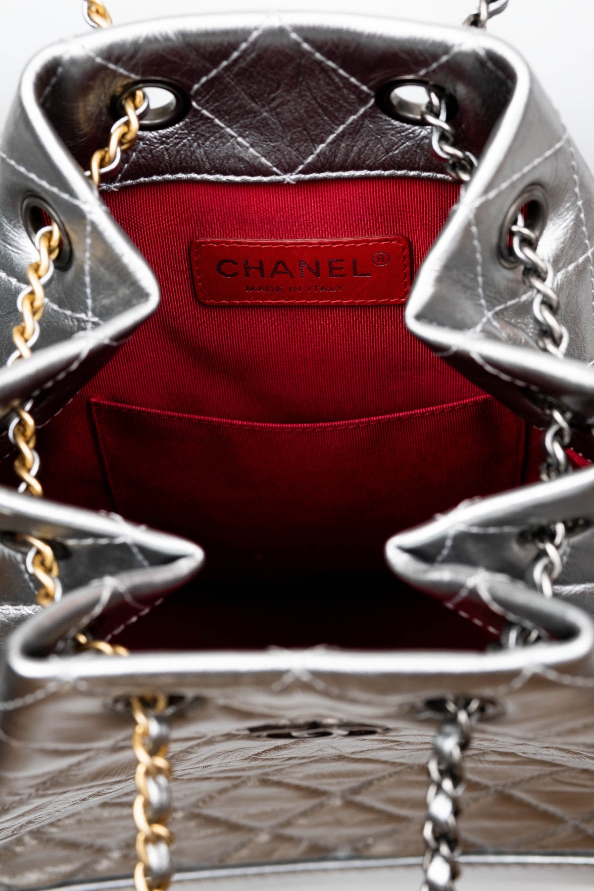 Chanel Silver Gabrielle Backpack Multitone Chain
