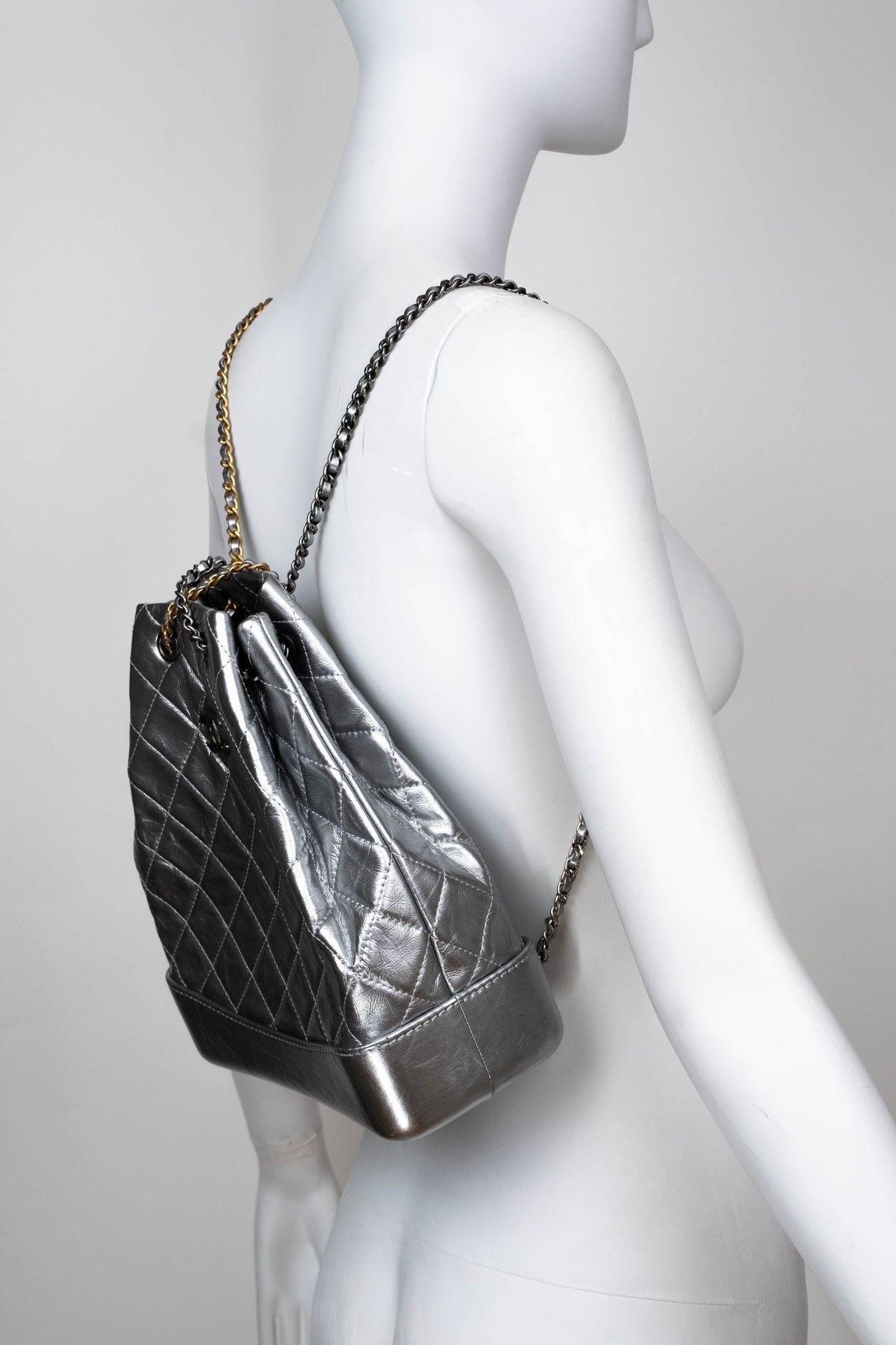 Chanel Silver Gabrielle Backpack Multitone Chain