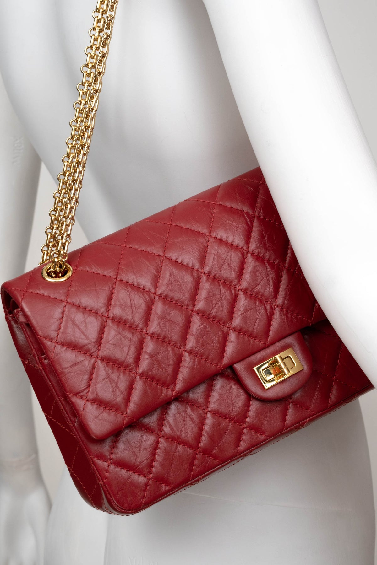 Chanel Red Quilted Leather Double Flap Purse Size Jumbo
