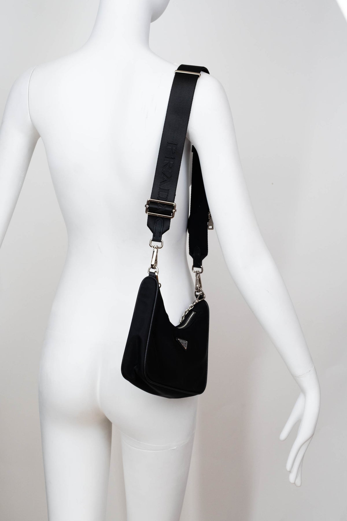 Prada Re-Edition Black Nylon Shoulder Bag With Pouch