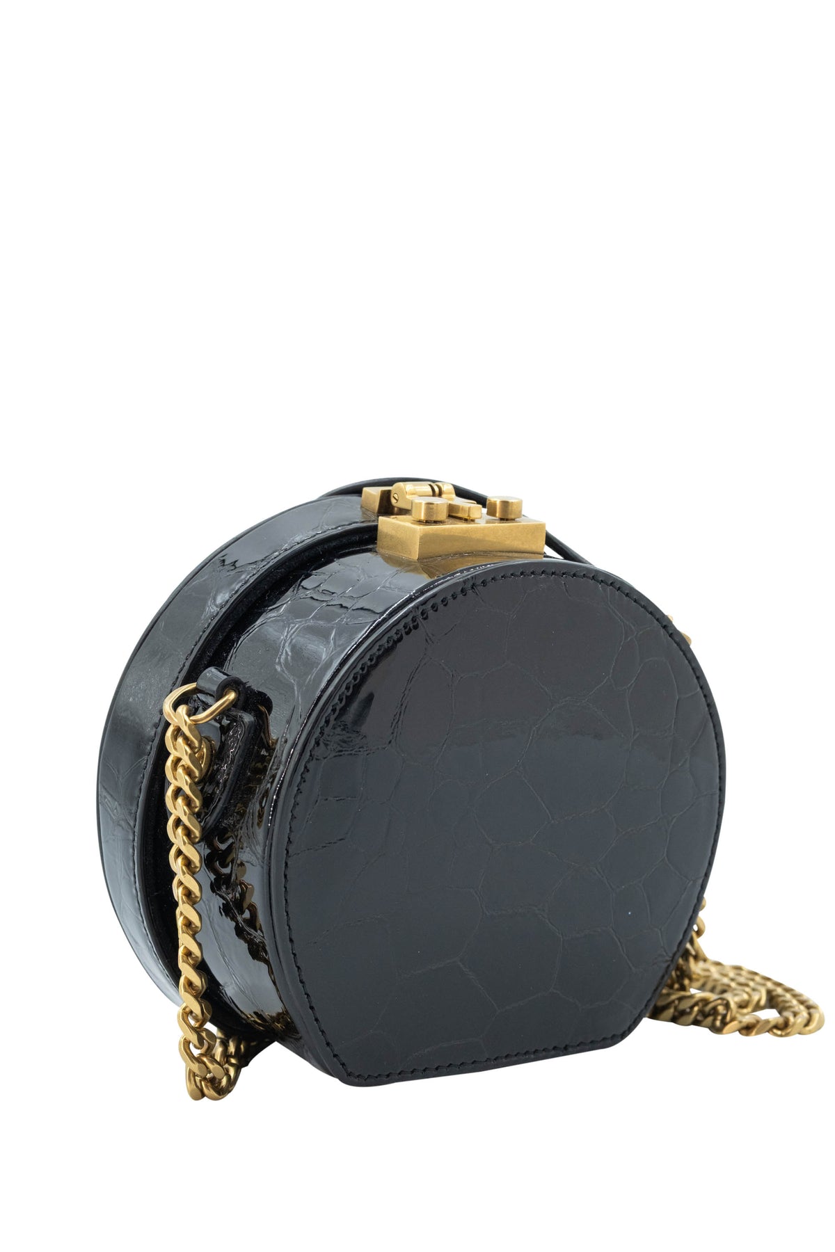 Saint Laurent Black Mini Mica Hat Box Purse