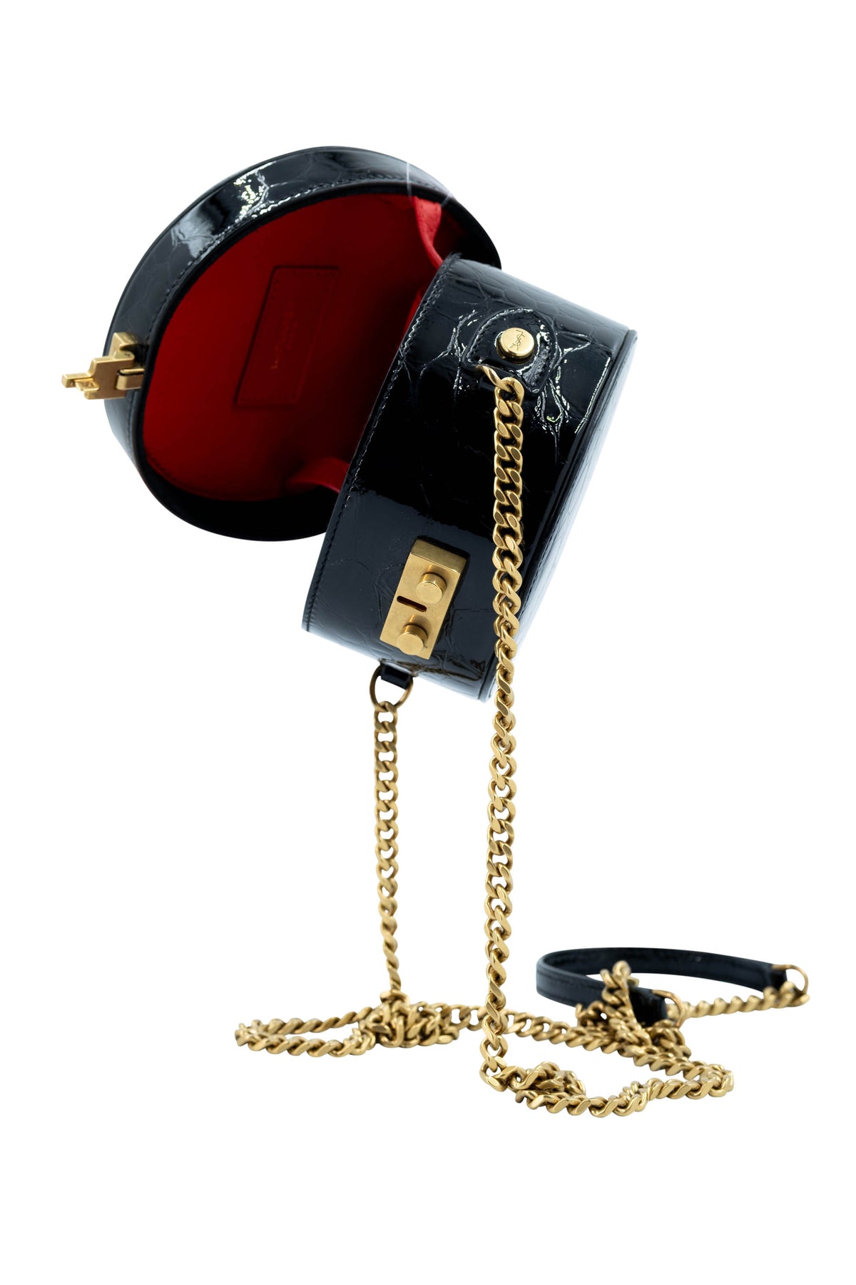 Saint Laurent Black Mini Mica Hat Box Purse