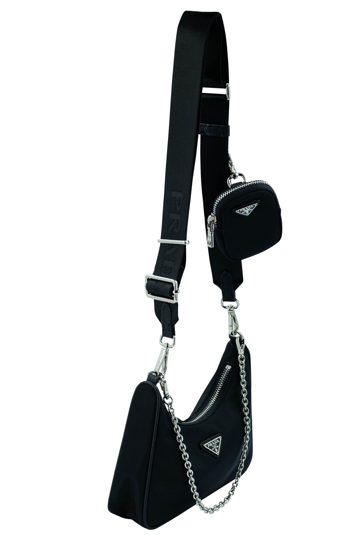 Prada Re-Edition Black Nylon Shoulder Bag With Pouch