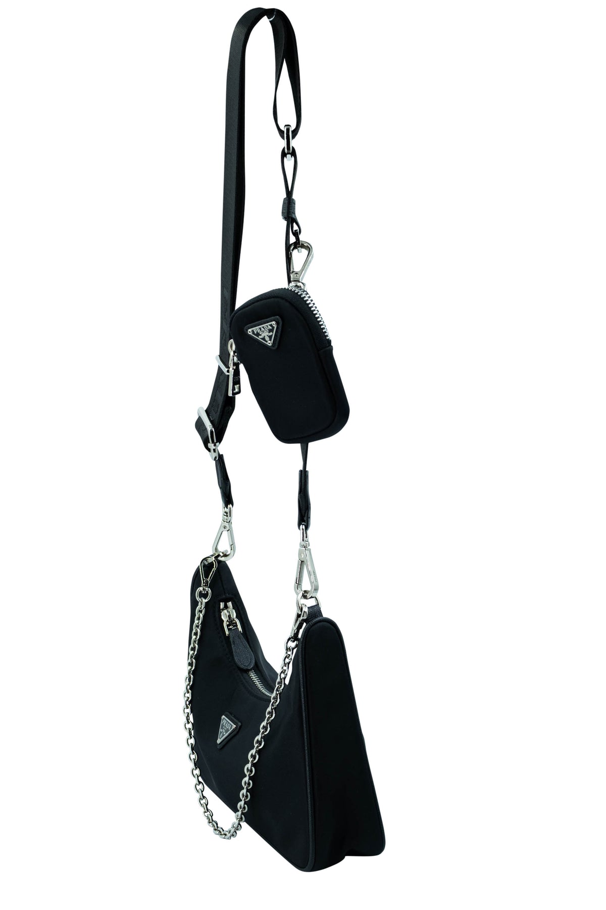 Prada Re-Edition Black Nylon Shoulder Bag With Pouch
