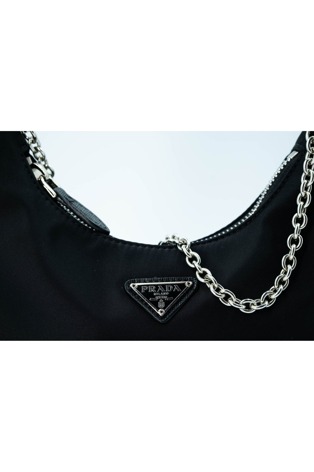 Prada Re-Edition Black Nylon Shoulder Bag With Pouch