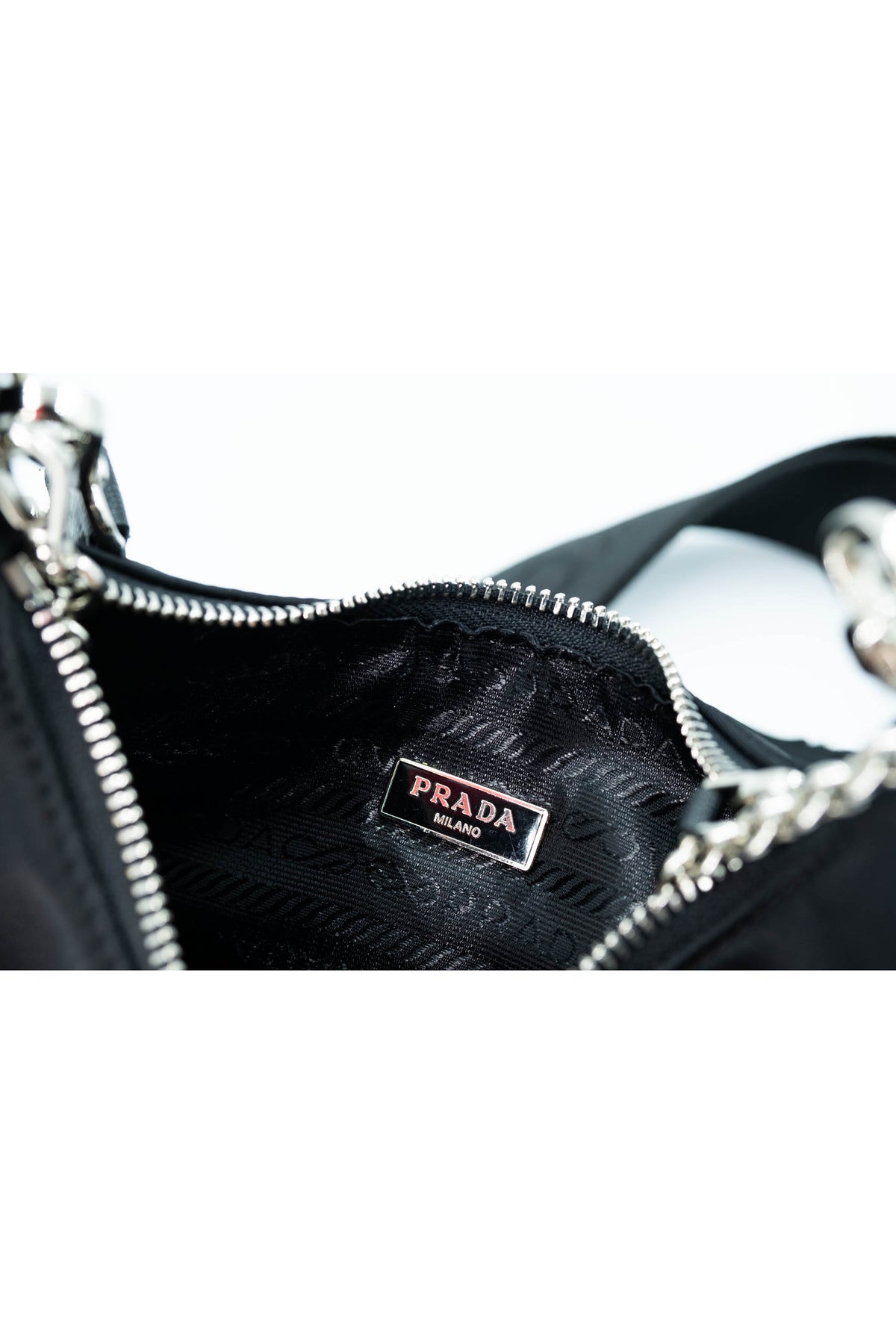 Prada Re-Edition Black Nylon Shoulder Bag With Pouch