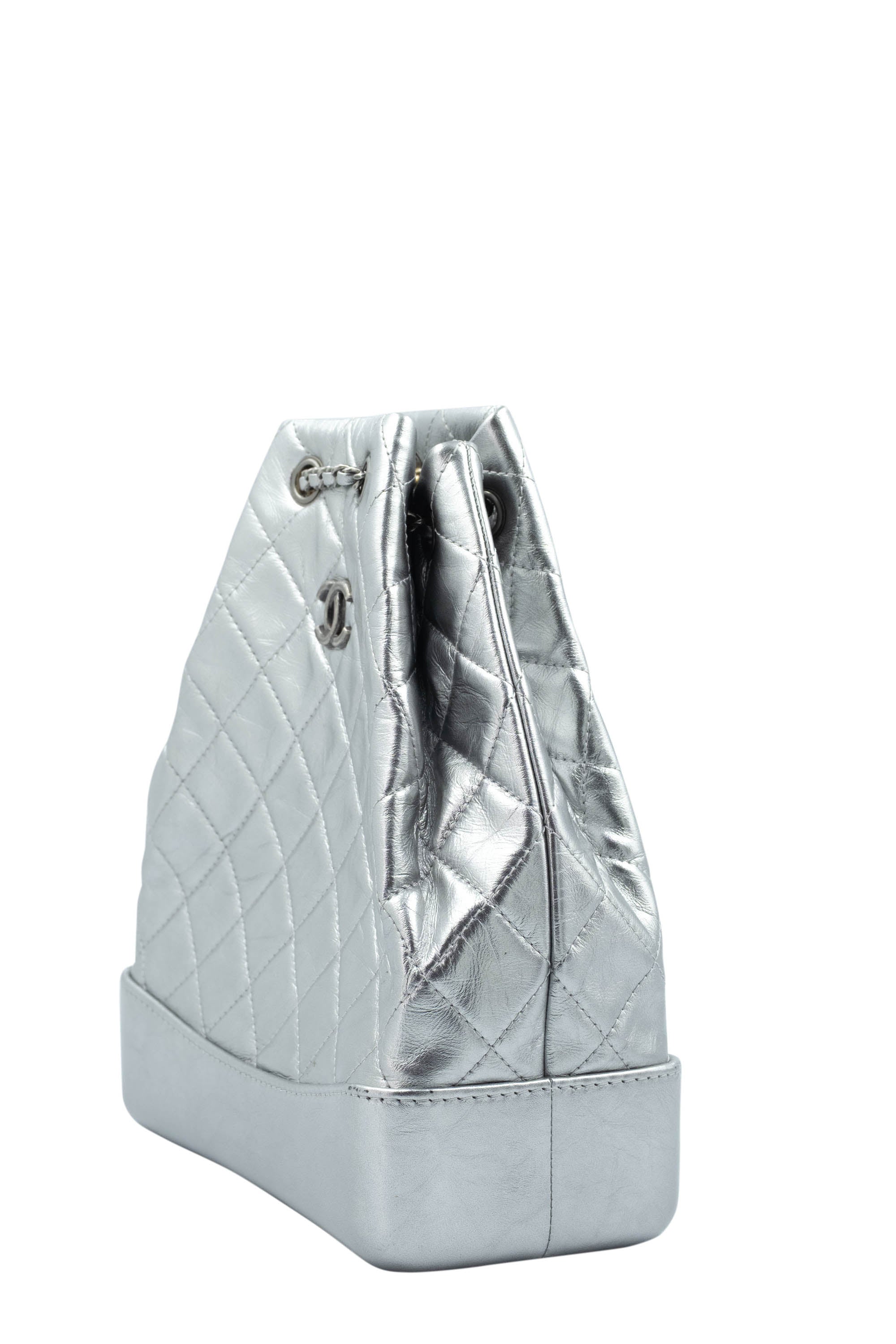chanel gabrielle leather backpack Chanel Silver Gabrielle Backpack Multitone Chain