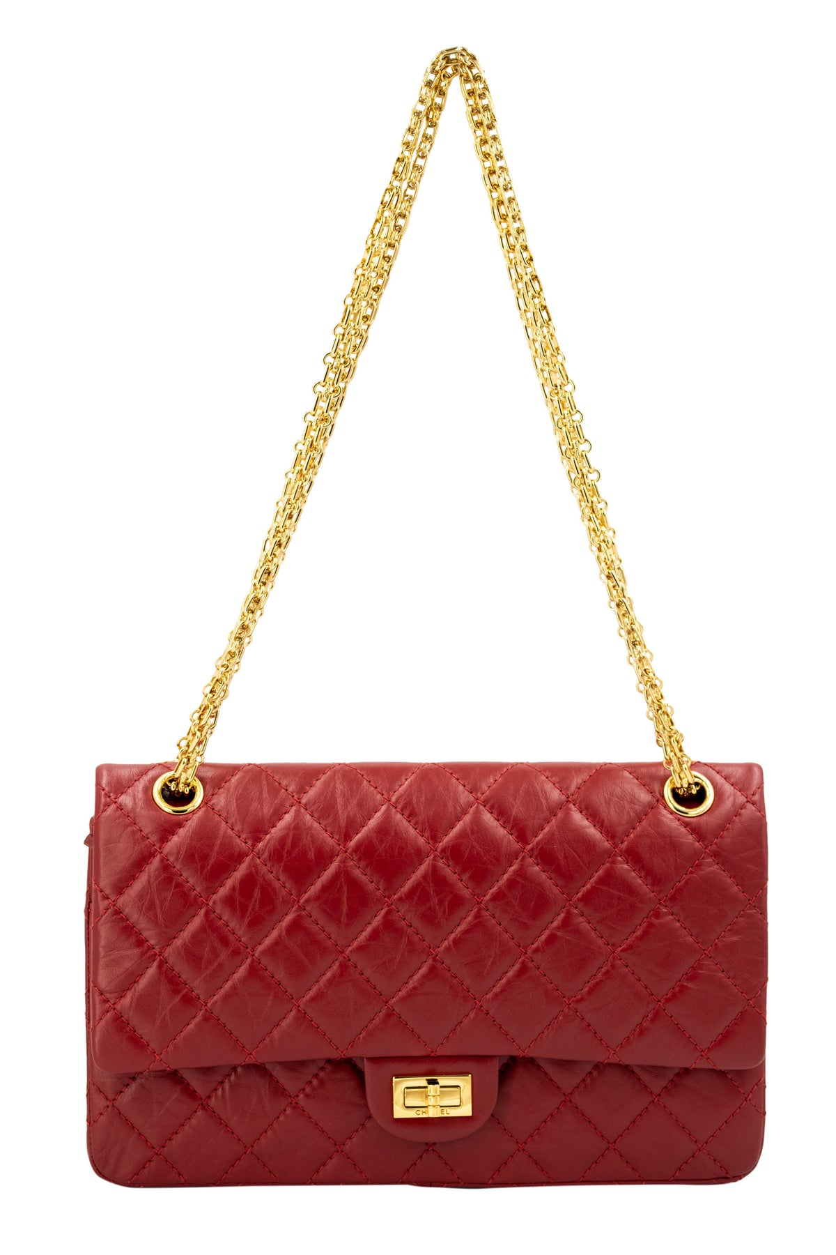 Chanel Red Quilted Leather Double Flap Purse Size Jumbo