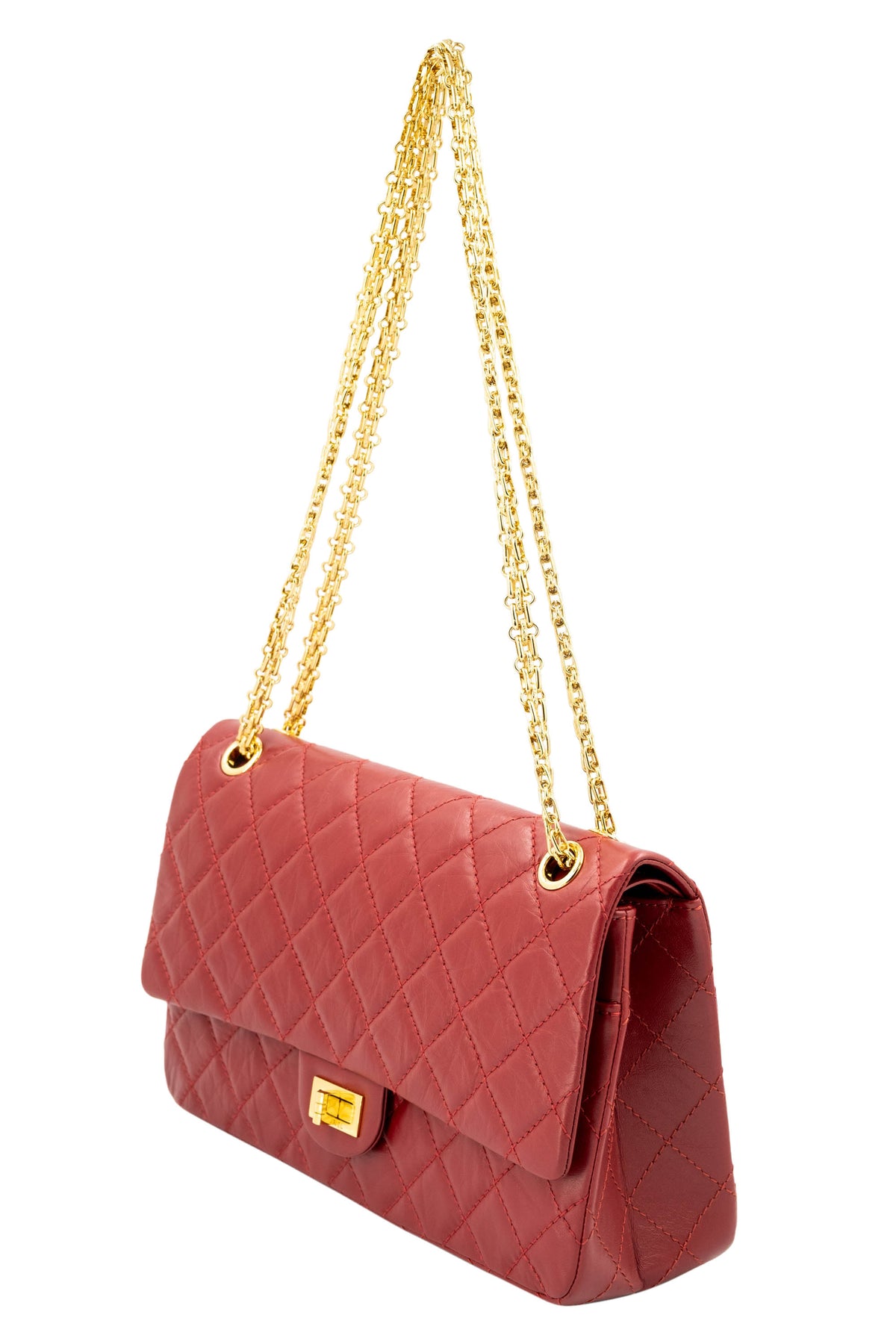 Chanel Red Quilted Leather Double Flap Purse Size Jumbo
