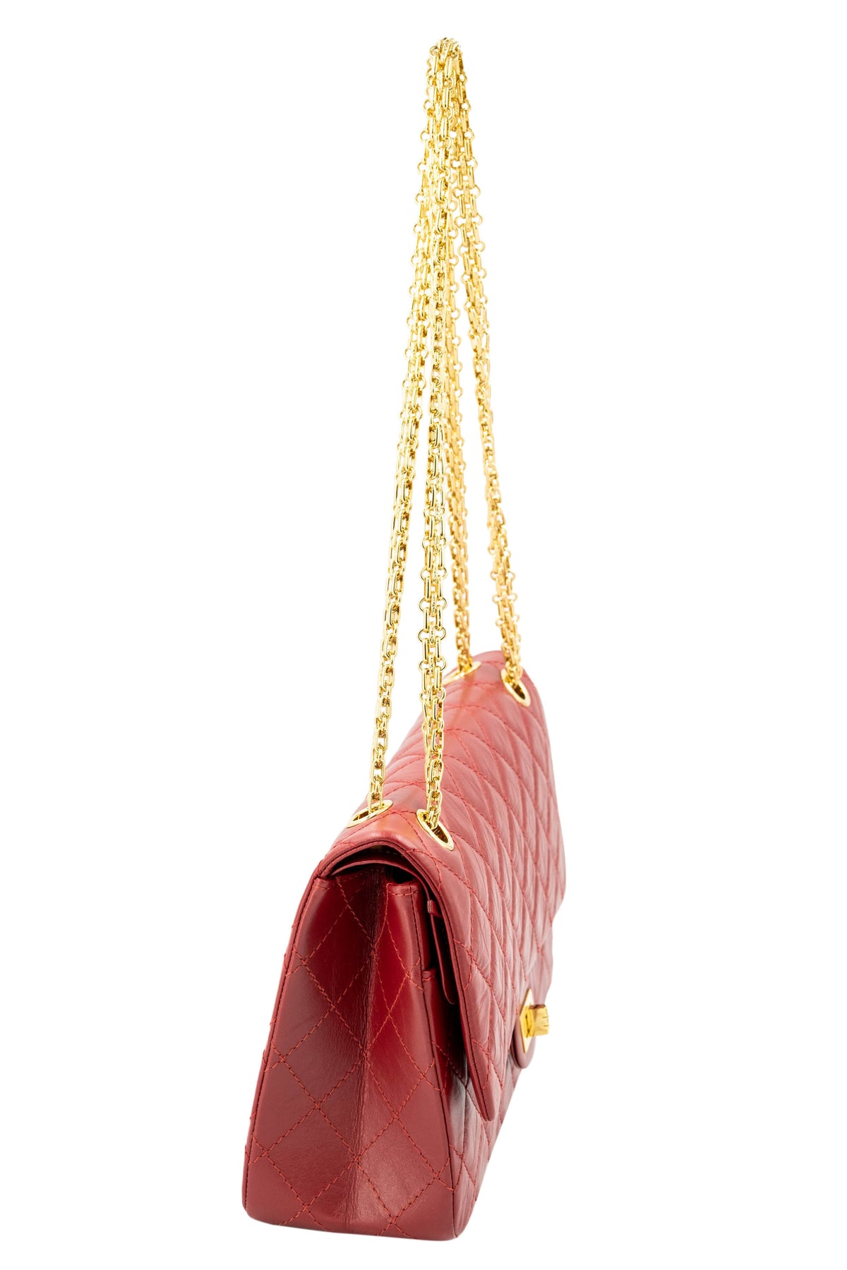 Chanel Red Quilted Leather Double Flap Purse Size Jumbo