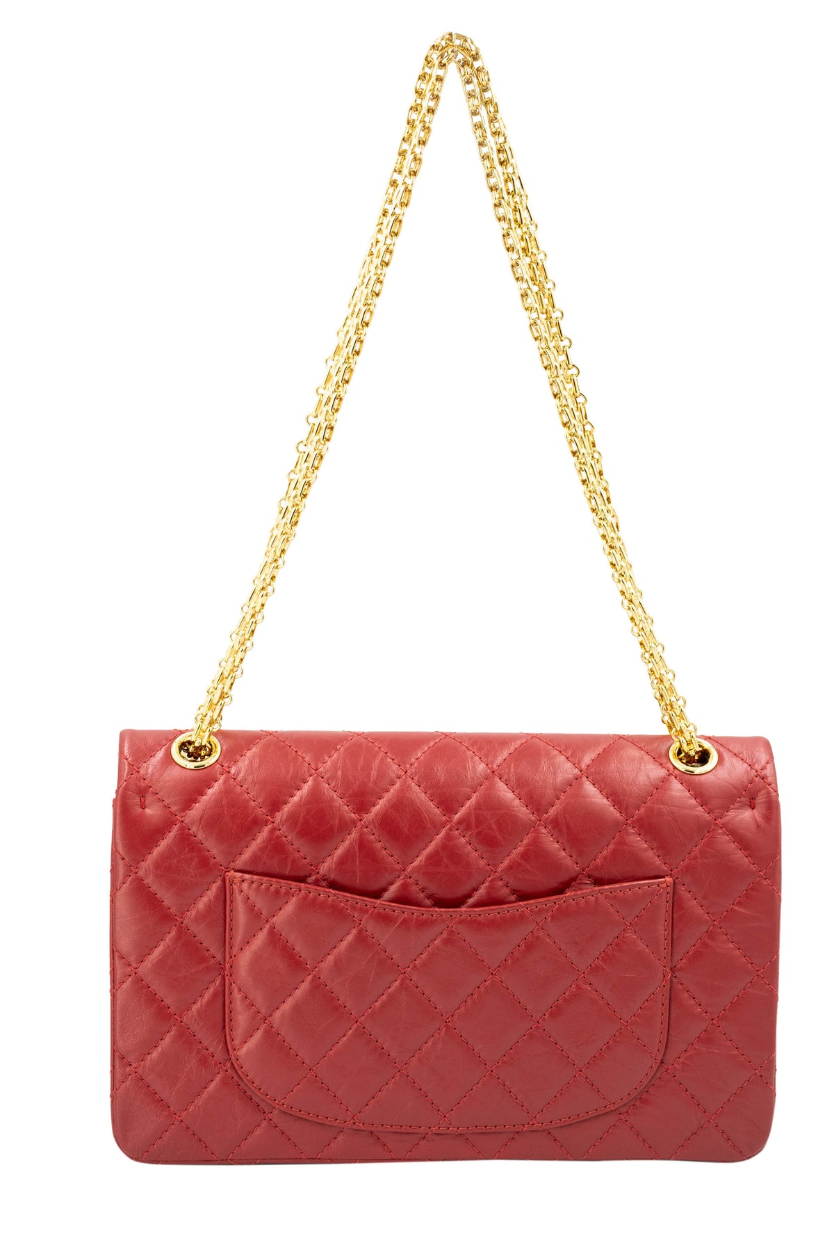 Chanel Red Quilted Leather Double Flap Purse Size Jumbo