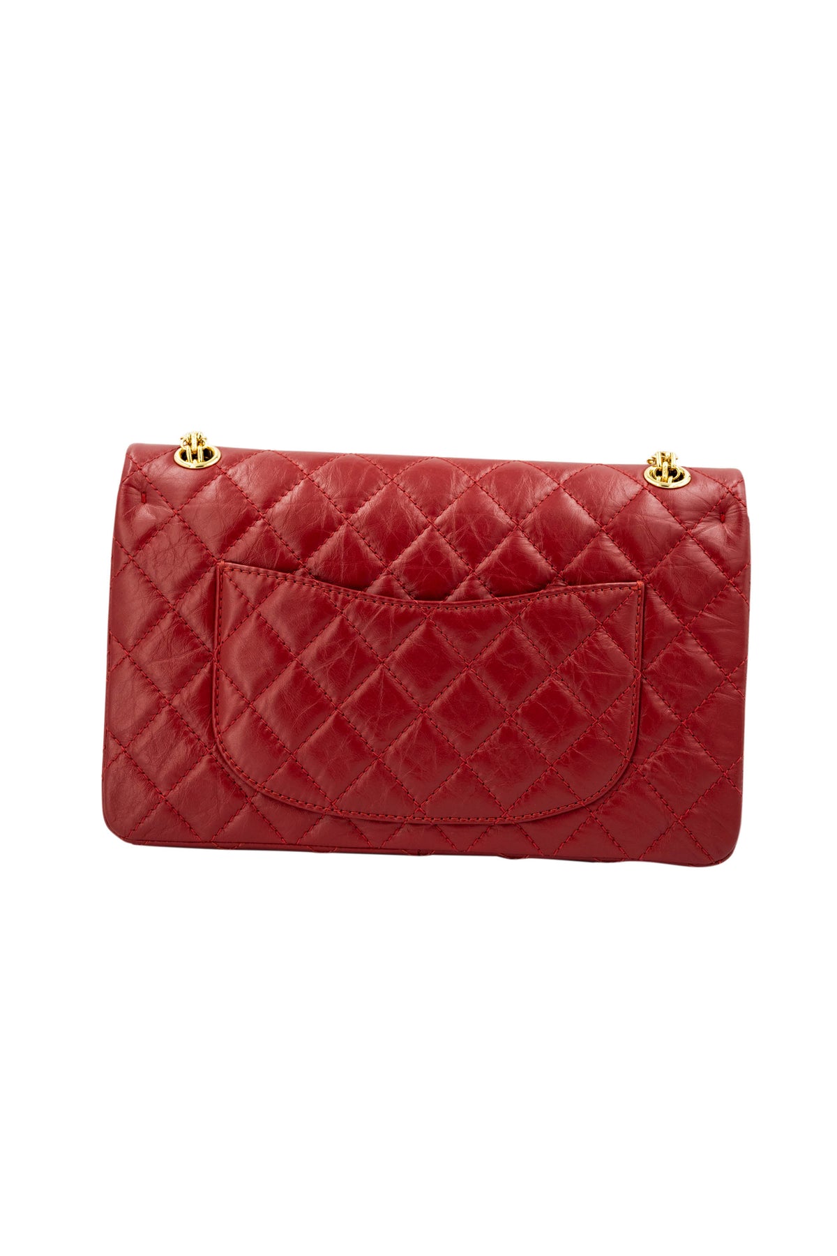Chanel Red Quilted Leather Double Flap Purse Size Jumbo