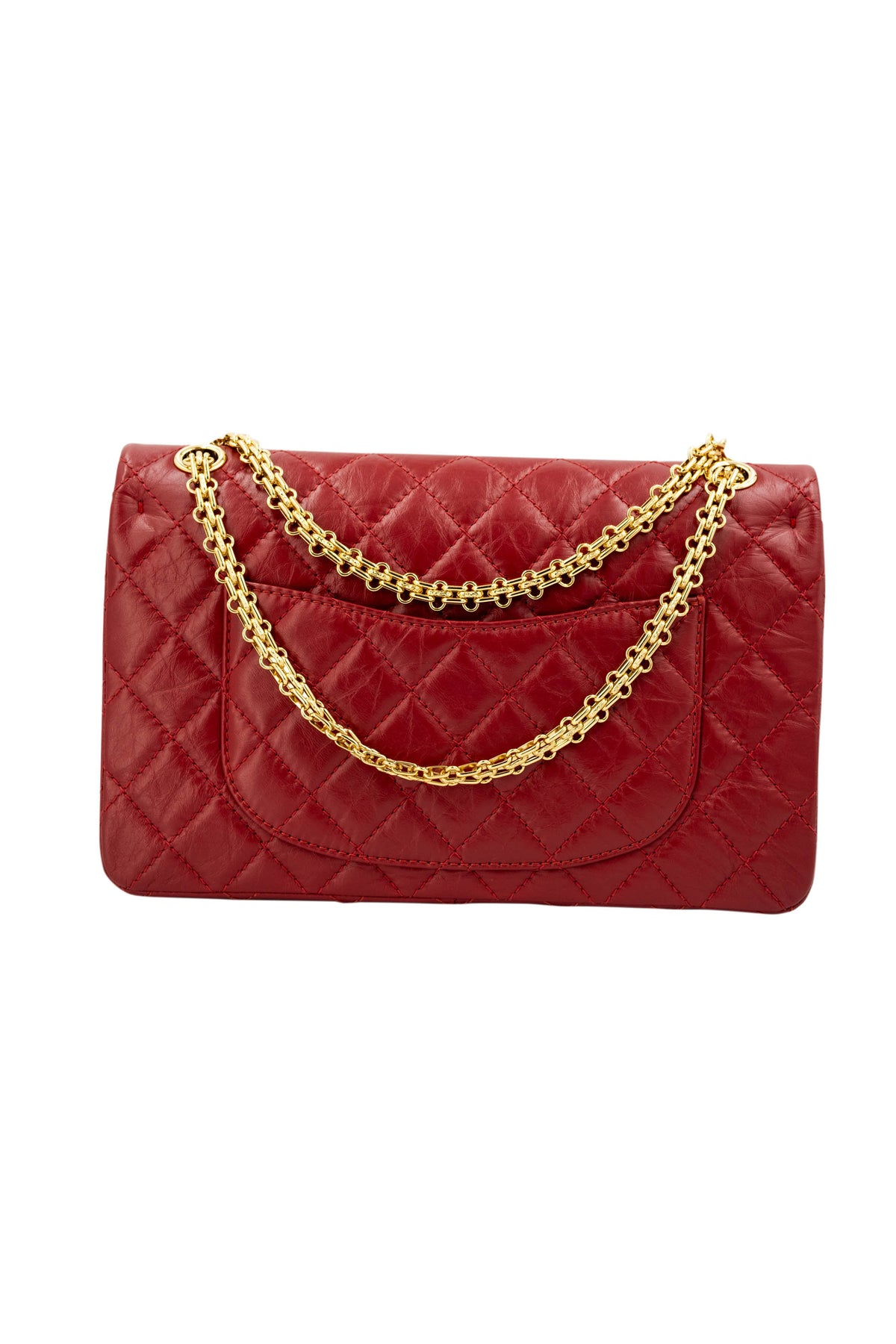 Chanel Red Quilted Leather Double Flap Purse Size Jumbo