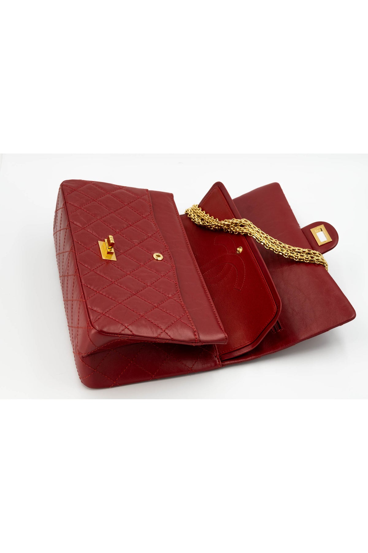 Chanel Red Quilted Leather Double Flap Purse Size Jumbo