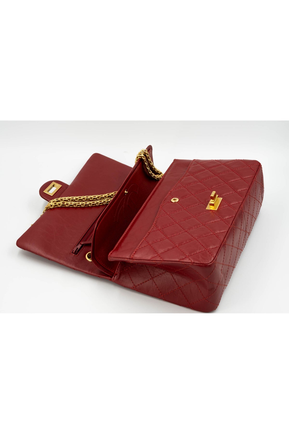 Chanel Red Quilted Leather Double Flap Purse Size Jumbo