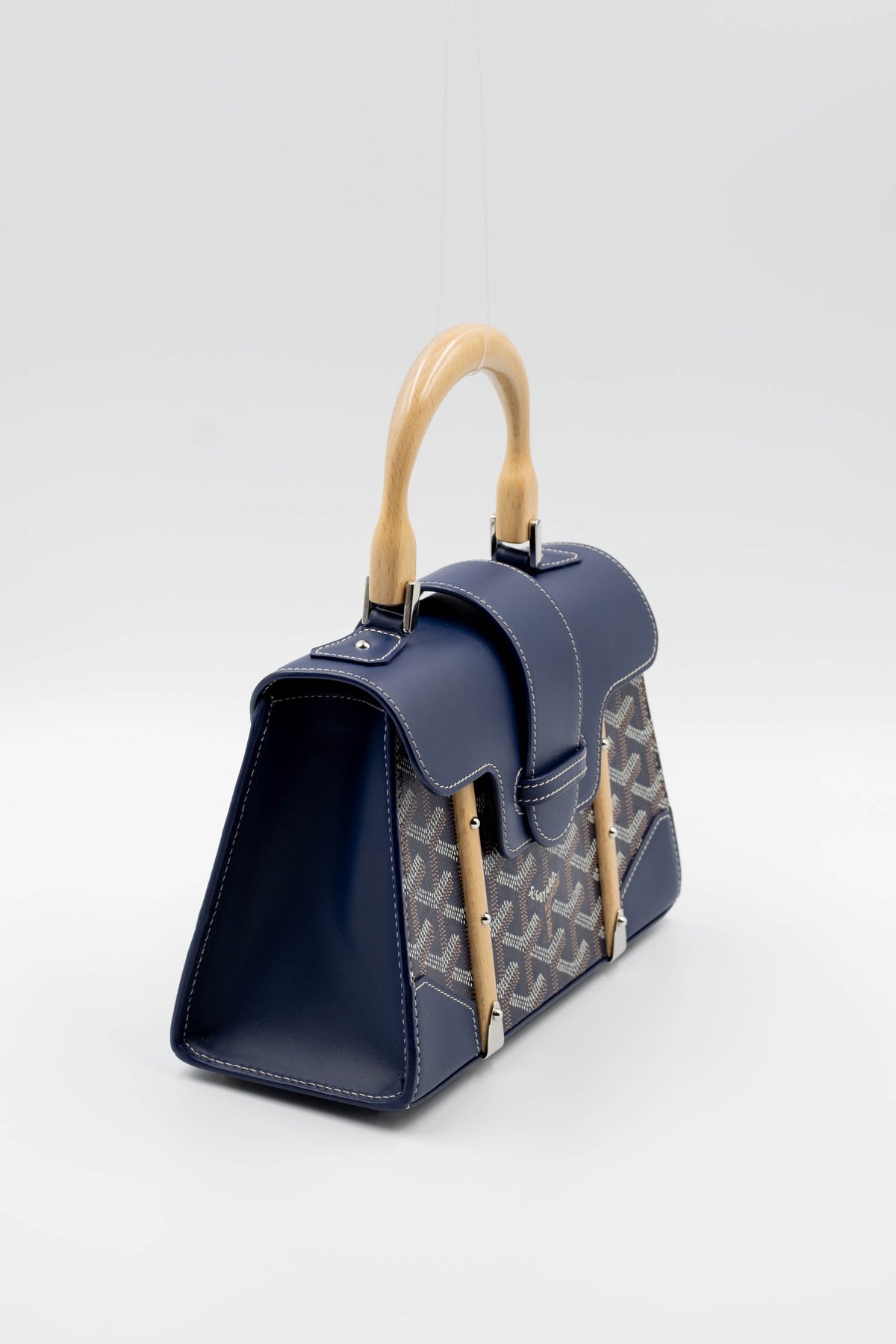 Goyard Navy Mini Saigon Structured Top Handle Purse 2024