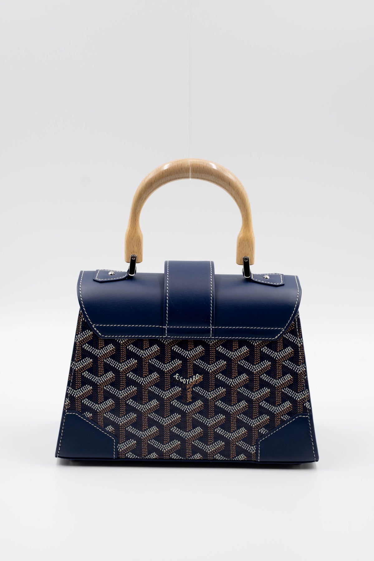 Goyard Navy Mini Saigon Structured Top Handle Purse 2024