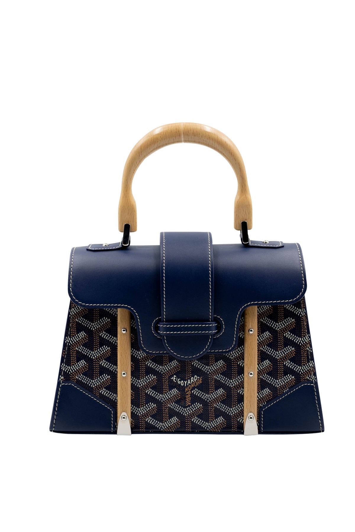 Goyard Navy Mini Saigon Structured Top Handle Purse 2024