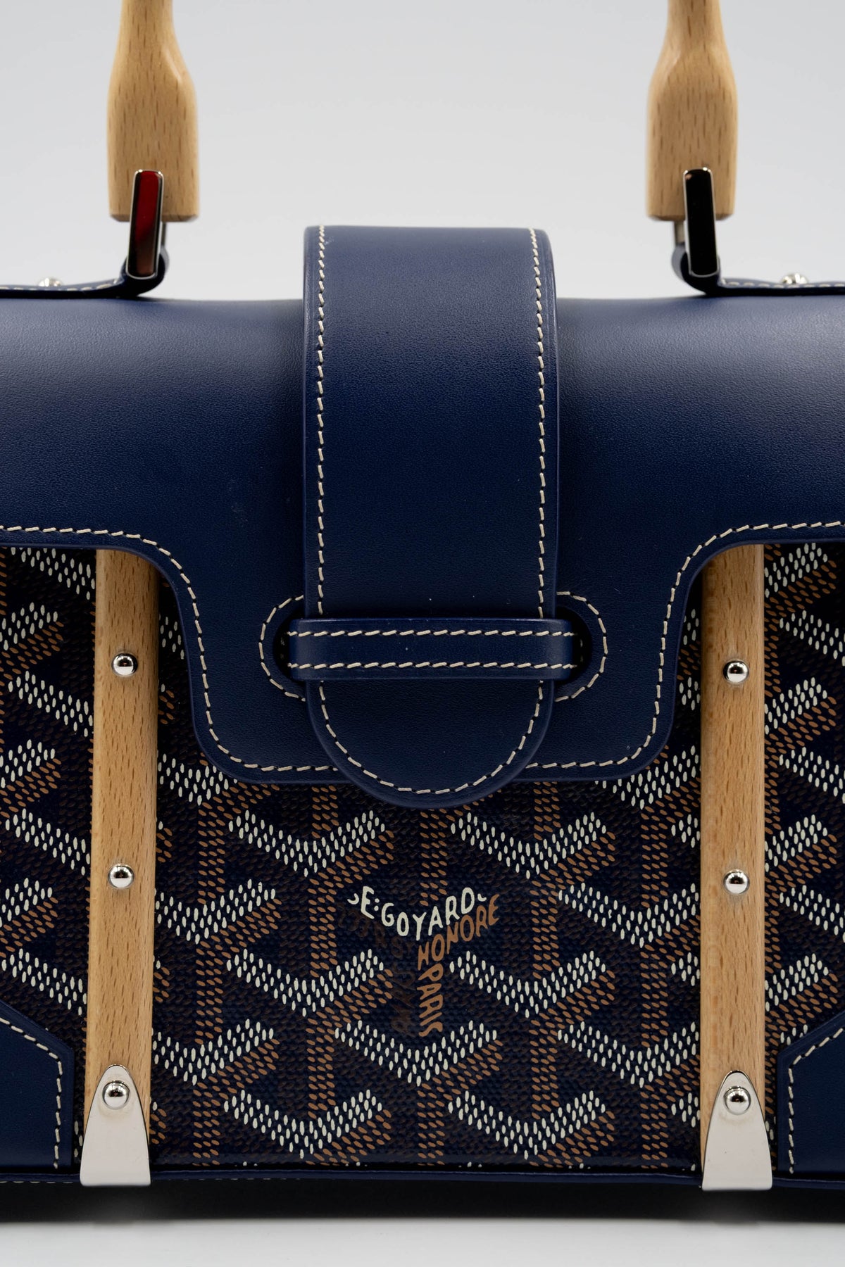 Goyard Navy Mini Saigon Structured Top Handle Purse 2024