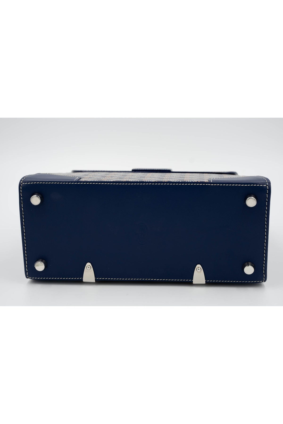 Goyard Navy Mini Saigon Structured Top Handle Purse 2024