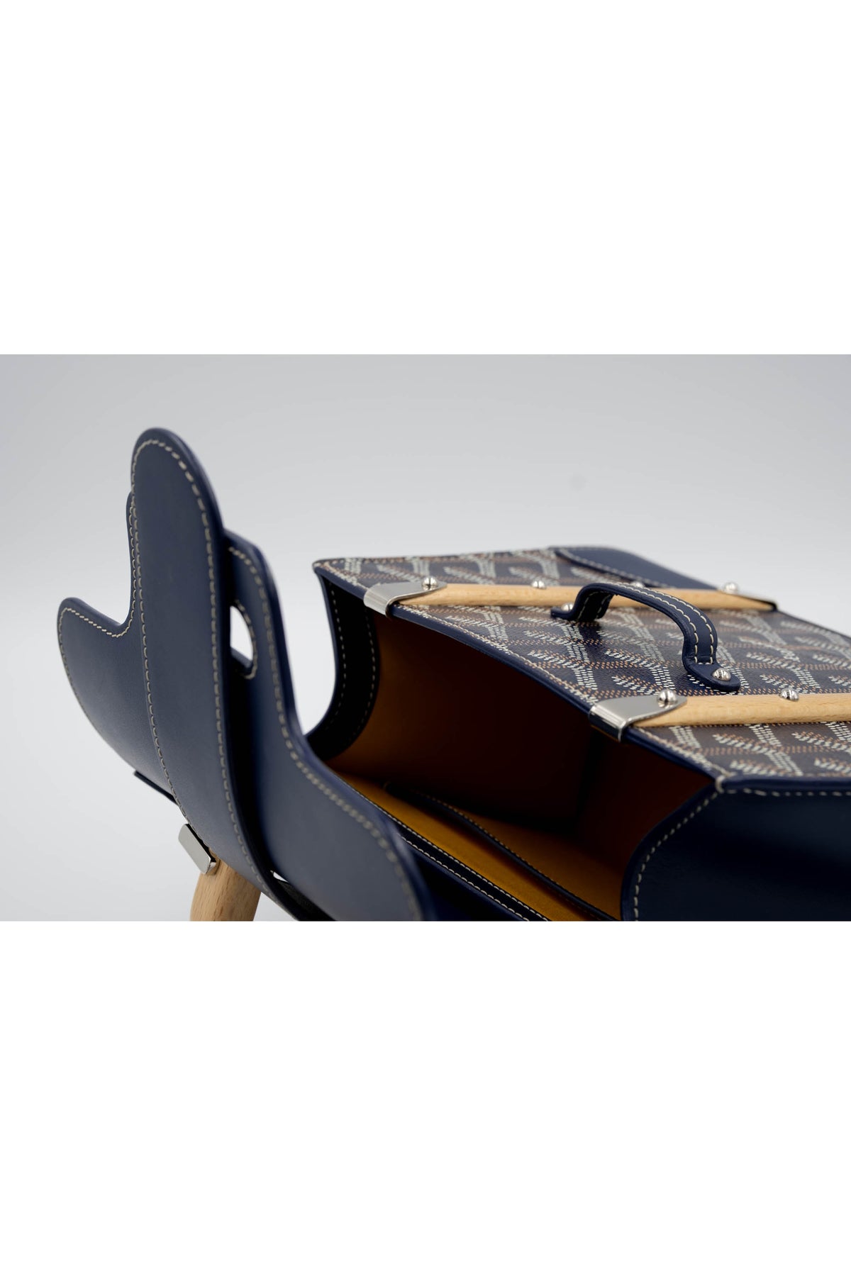 Goyard Navy Mini Saigon Structured Top Handle Purse 2024