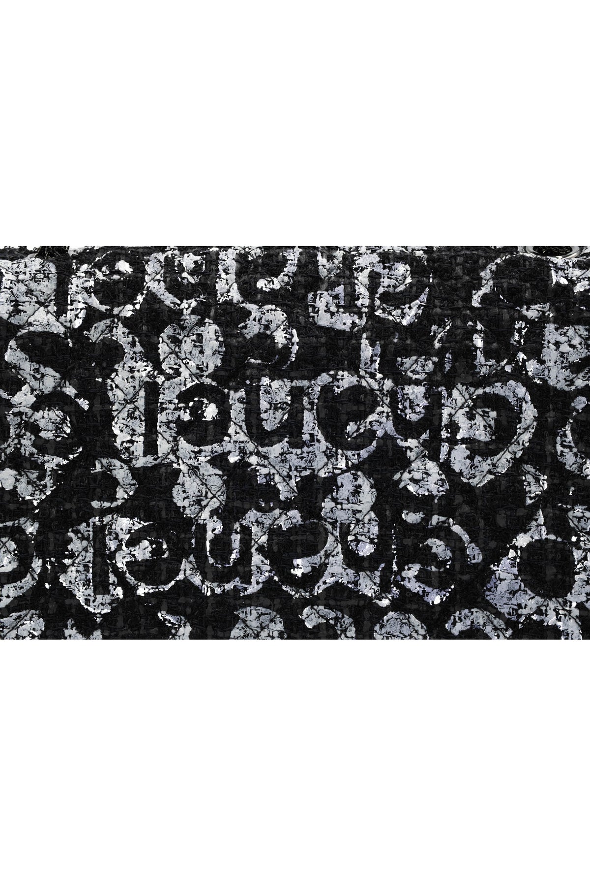 Chanel Black and Silver Tweed Westminster Pearl Chain Purse S/S 2015