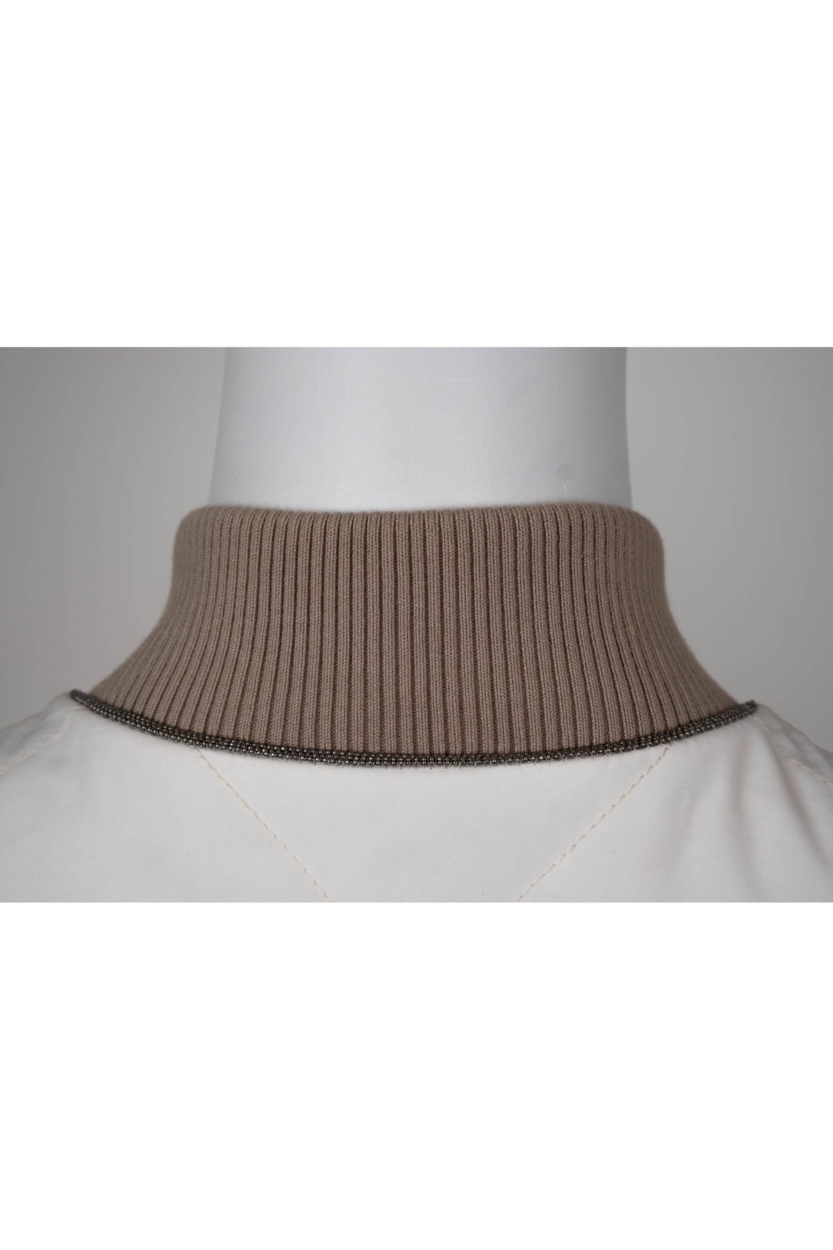 Brunello Cucinelli White Beige Reversible Quilted Bomber Jacket Size 38