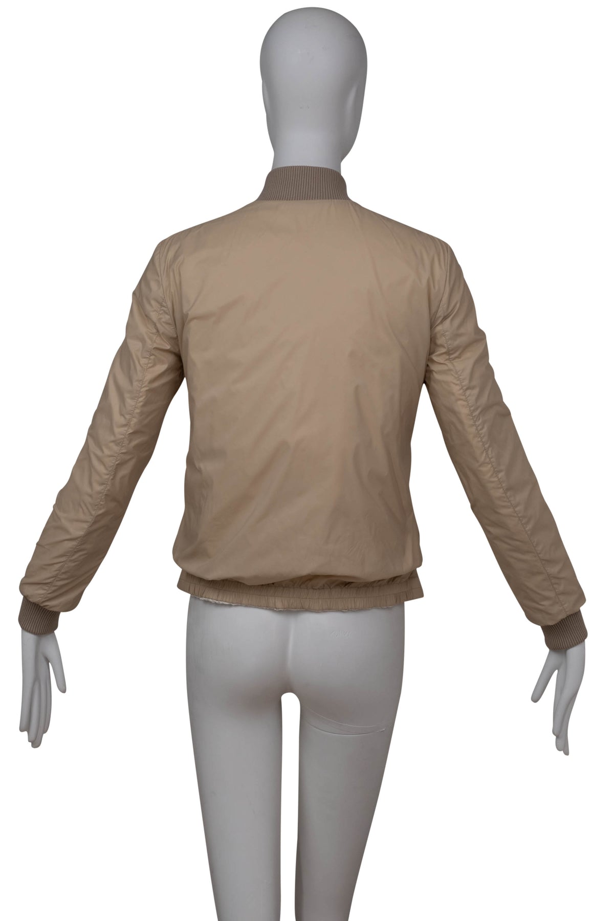 Brunello Cucinelli White Beige Reversible Quilted Bomber Jacket Size 38