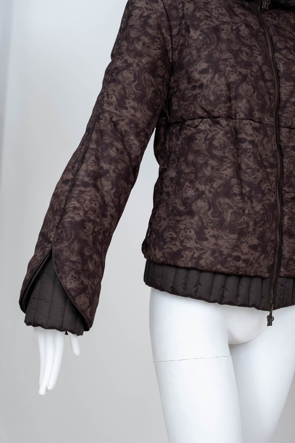 Moncler Brown and Black Layered Puffer Jacket Size 2