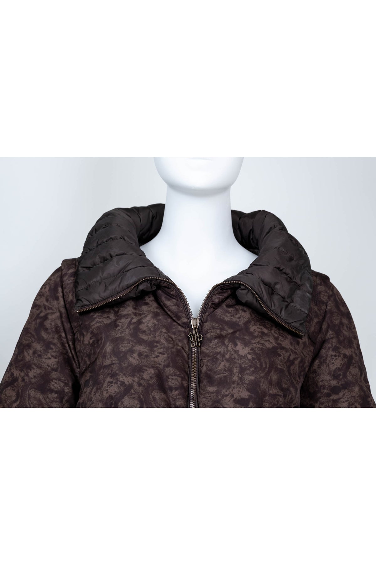 Moncler Brown and Black Layered Puffer Jacket Size 2