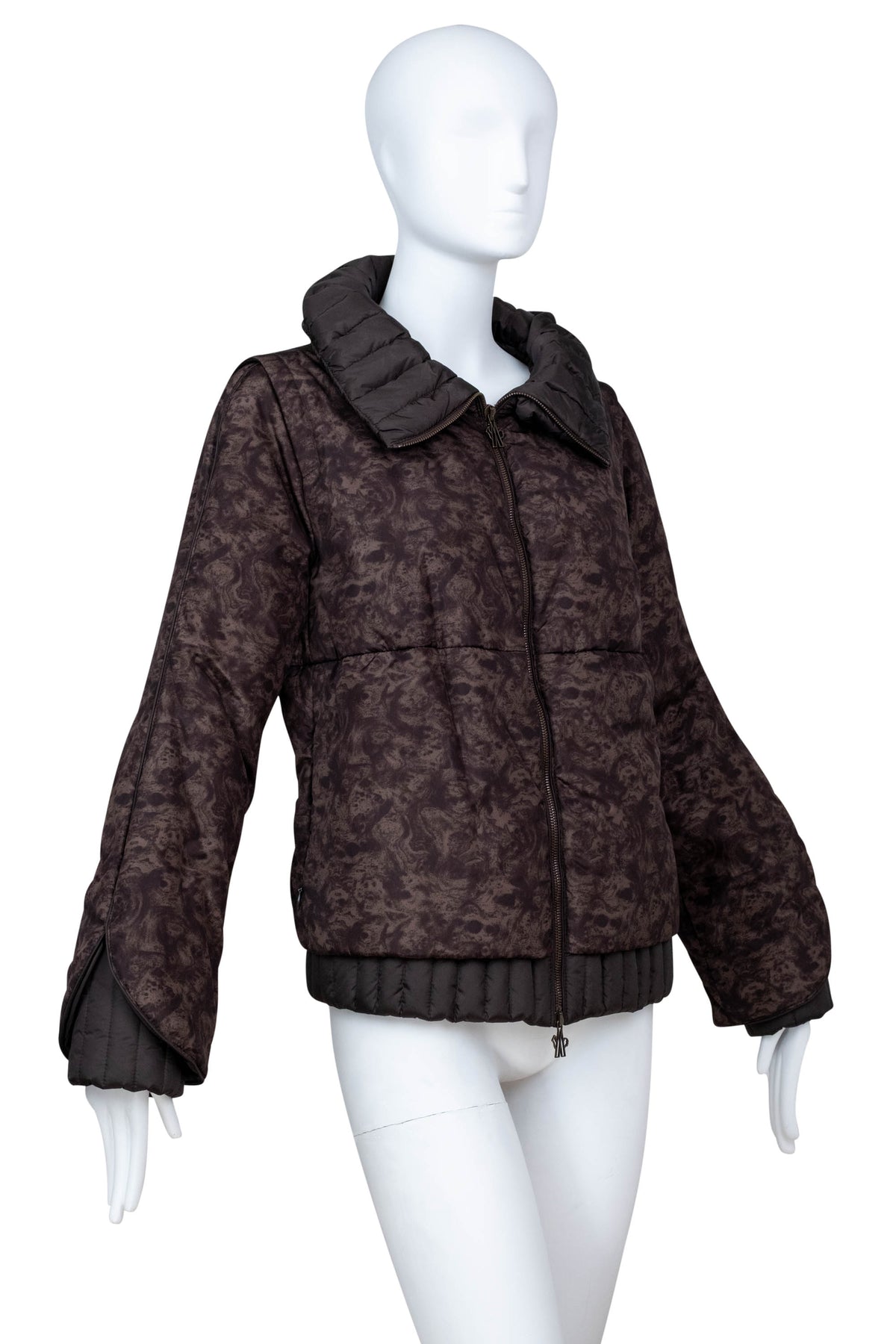 Moncler Brown and Black Layered Puffer Jacket Size 2