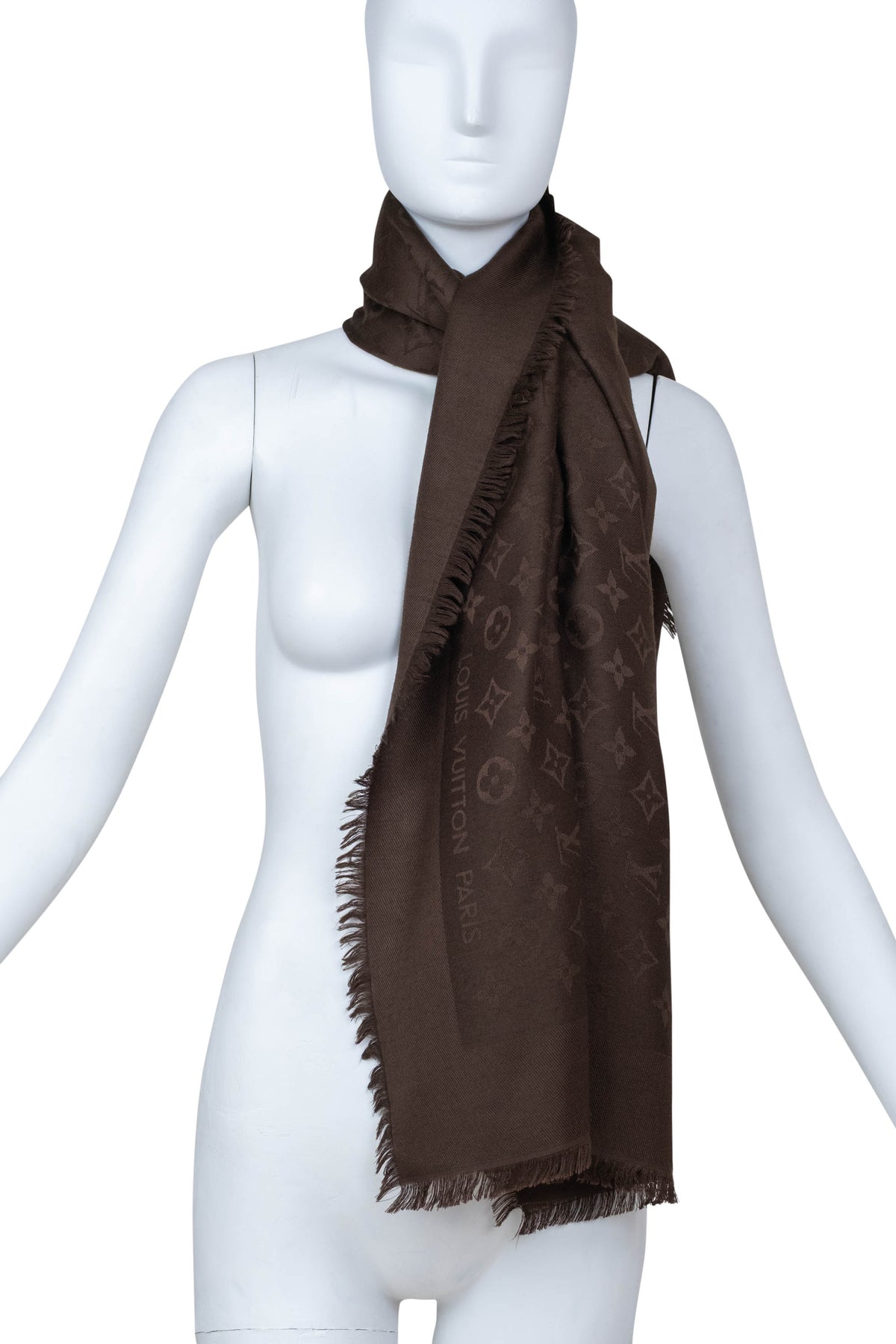 Louis Vuitton Brown Jacquard Shawl Size 140cm