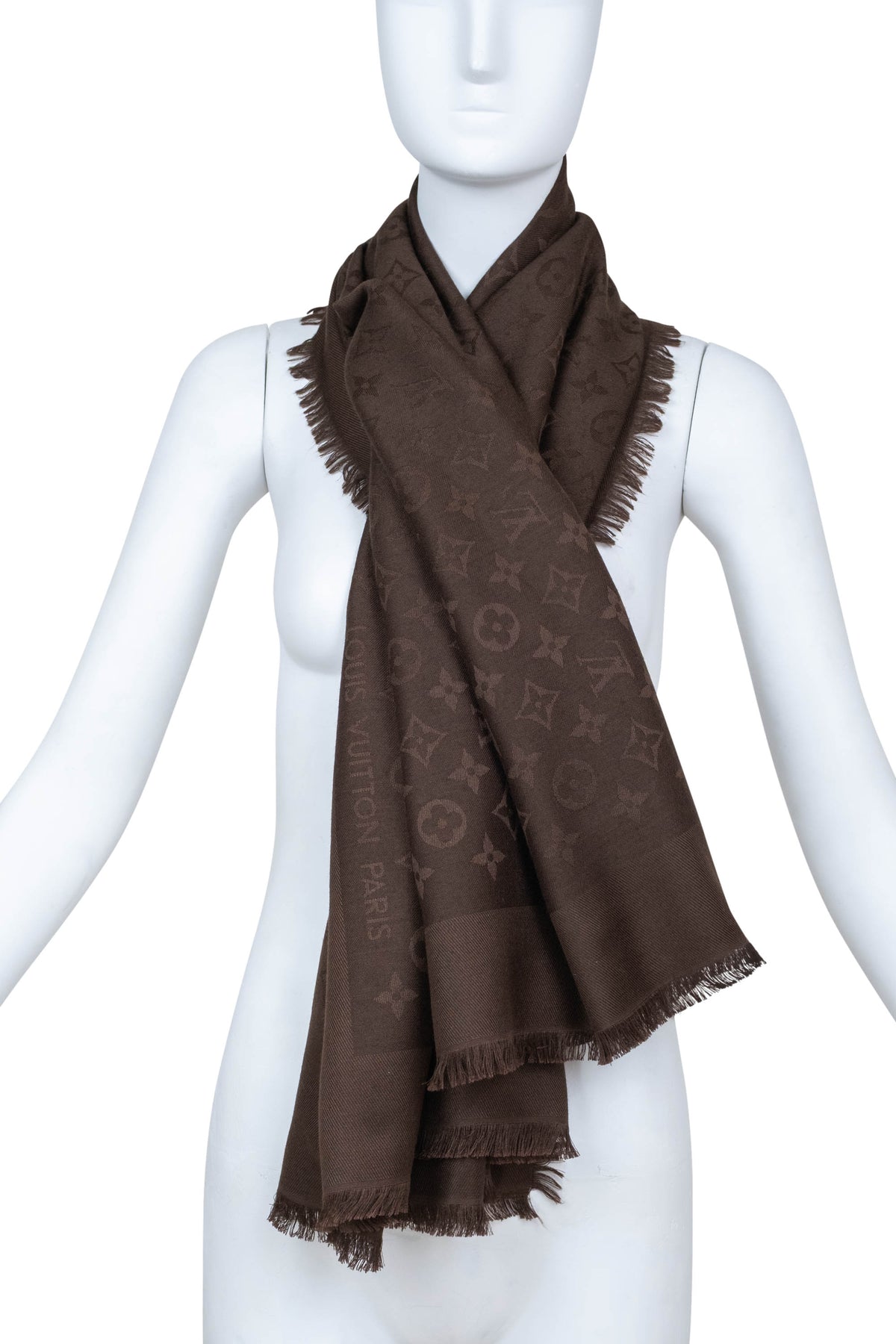 Louis Vuitton Brown Jacquard Shawl Size 140cm