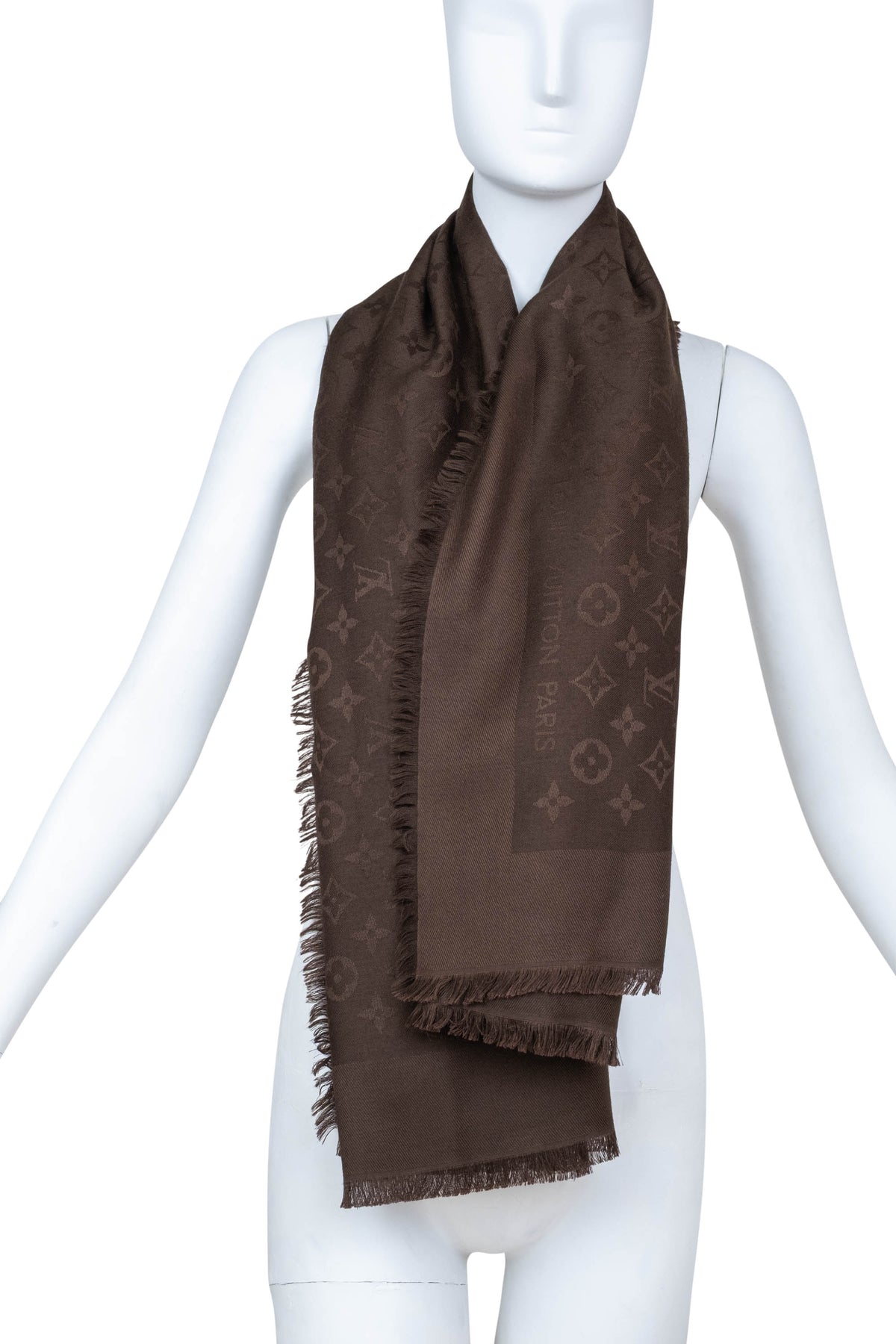 Louis Vuitton Brown Jacquard Shawl Size 140cm