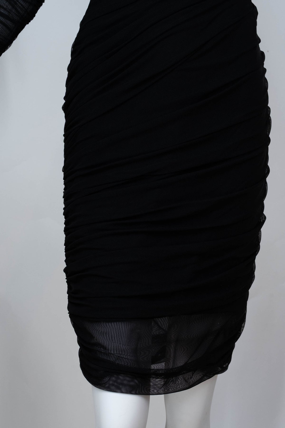 Versace Black One Shoulder Ruched Crystal Trim Cocktail Dress Size 38/2