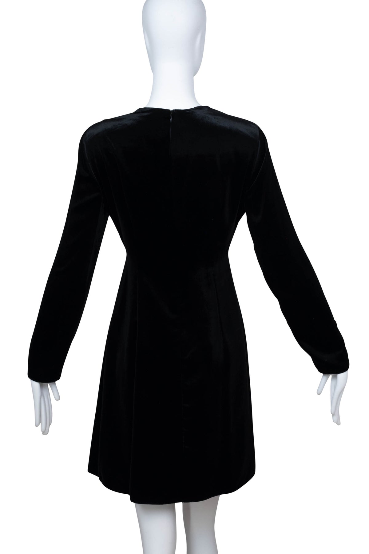 Valentino 1971 Black Velvet Snake Jewel Front Mini Long Sleeve Dress Size 44/8