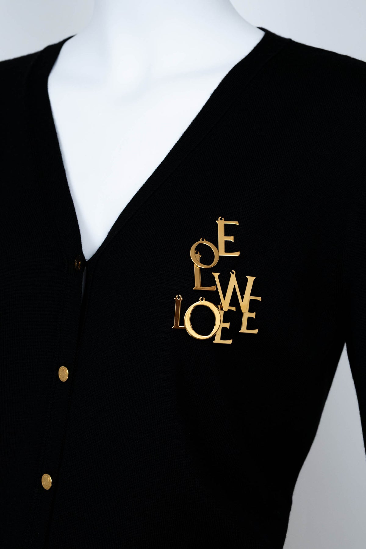 Loewe Black Gold Monogram Charm Wool Cardigan