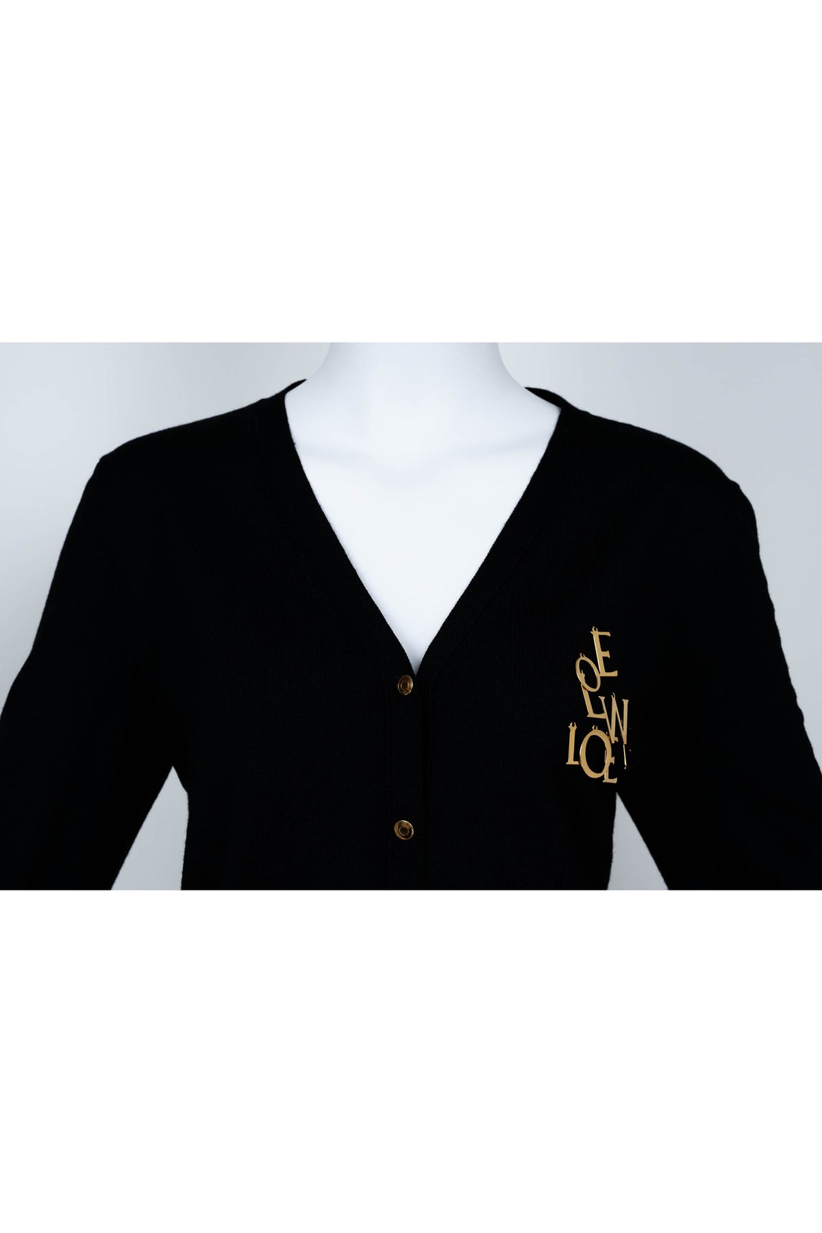 Loewe Black Gold Monogram Charm Wool Cardigan